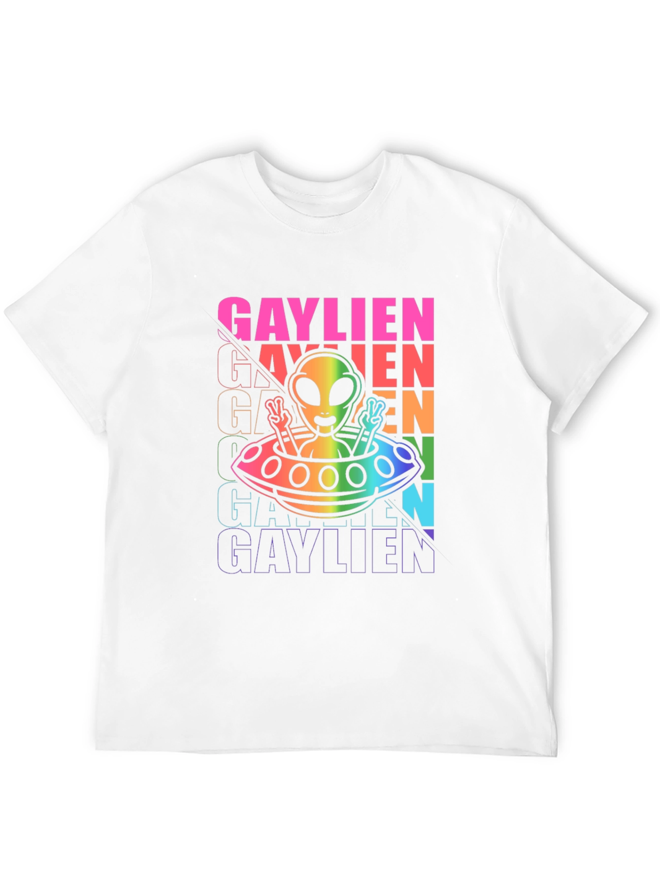 Gaylien T-Shirt - Rainbow Alien UFO Design