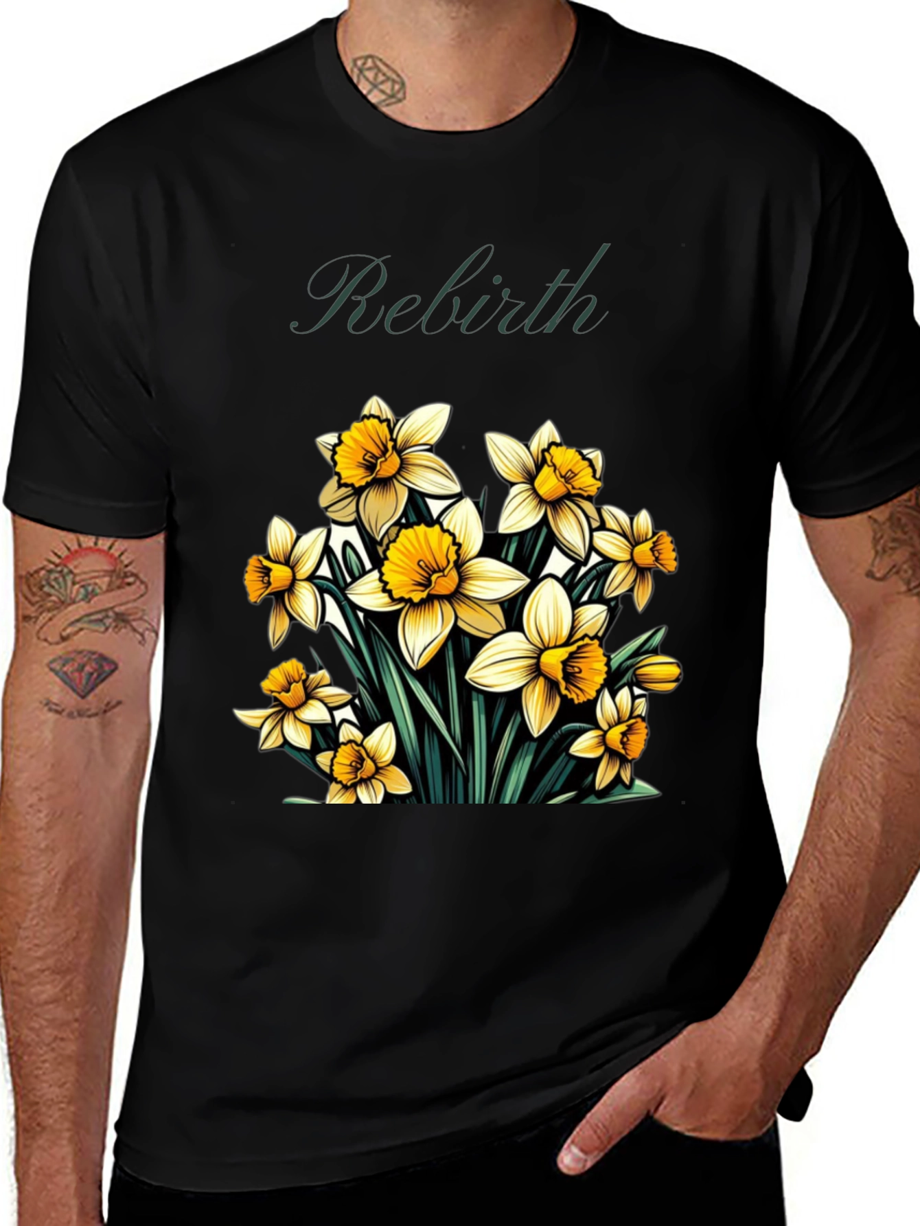 Rebirth Daffodil Graphic Tee - Stylish Floral Shirt