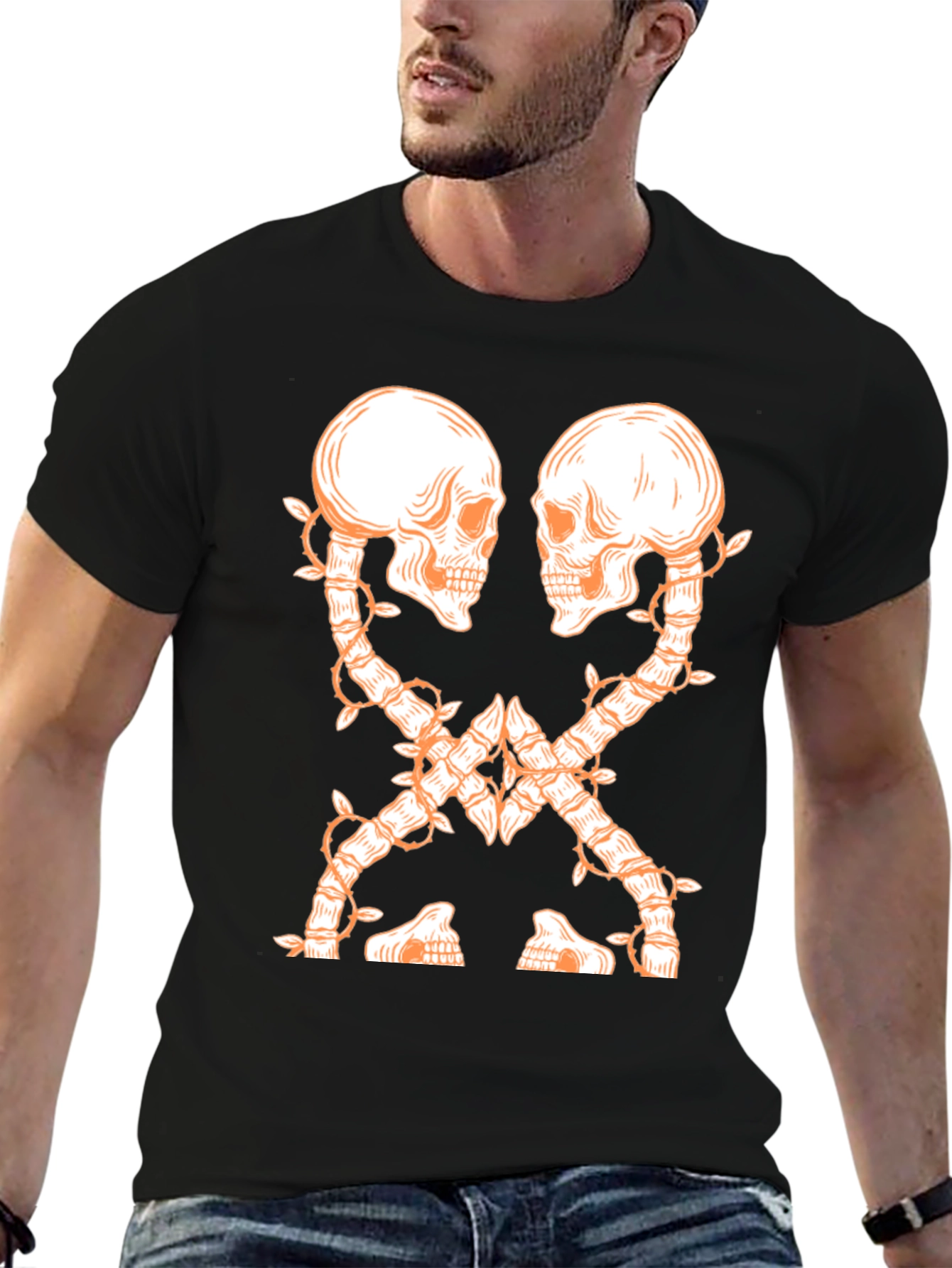 Skull Vine Graphic Tee - Dark and Edgy Design