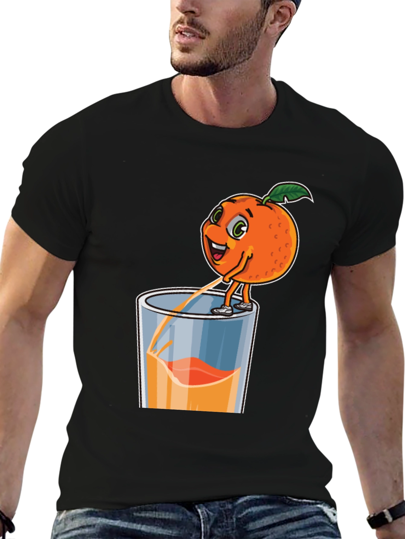Funny Orange Juice Cartoon Graphic T-Shirt