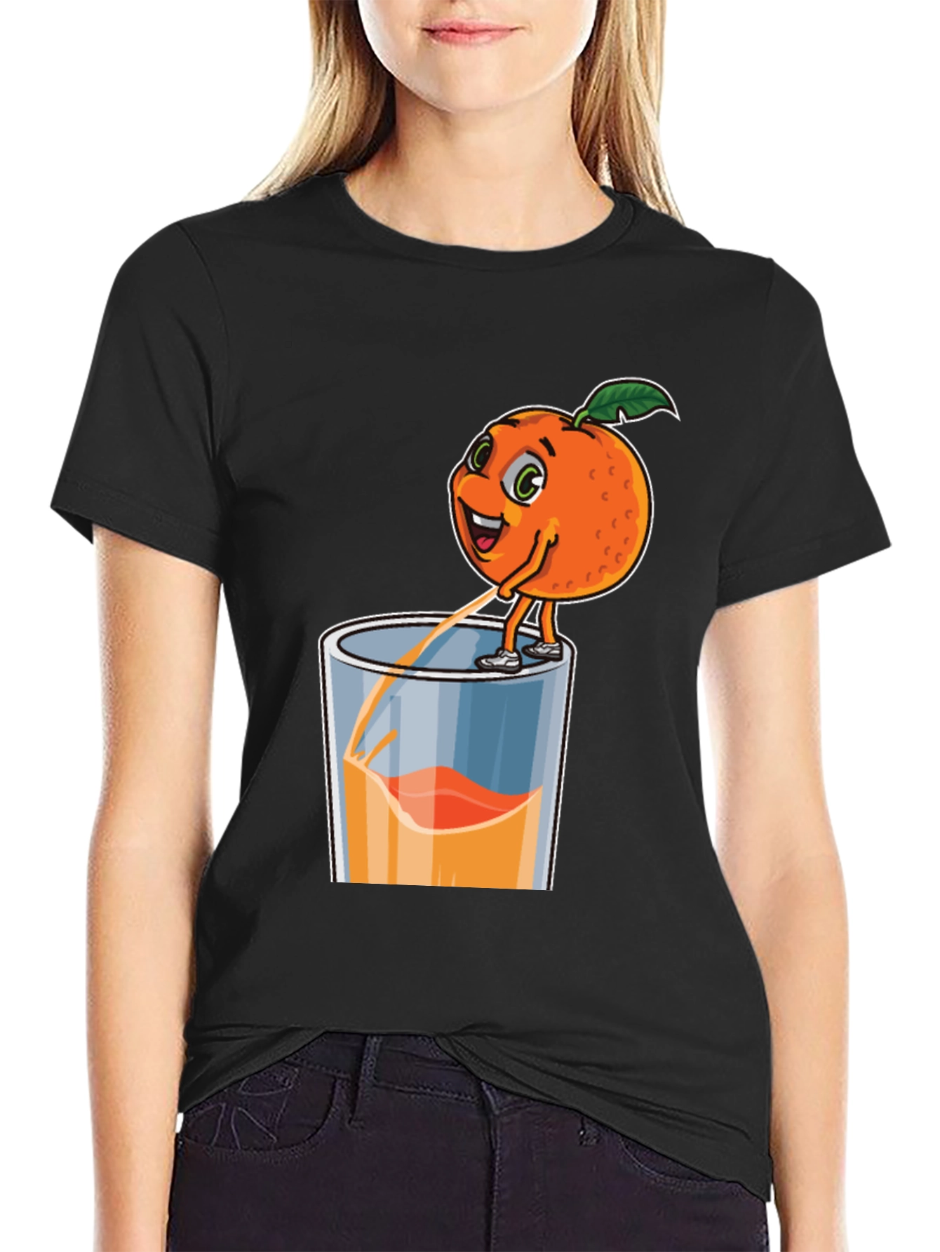 Funny Orange Juice Cartoon Graphic T-Shirt