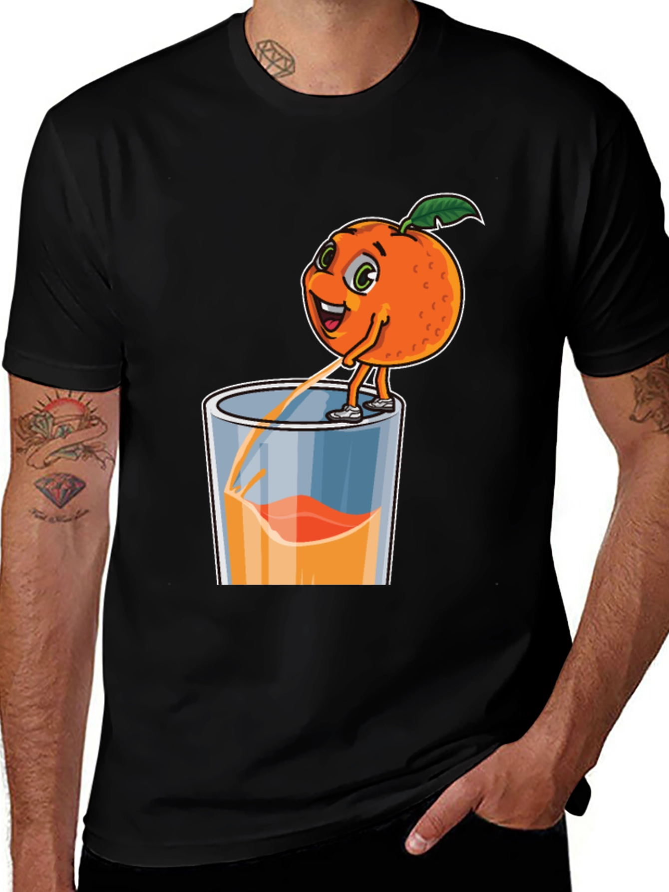 Funny Orange Juice Cartoon Graphic T-Shirt