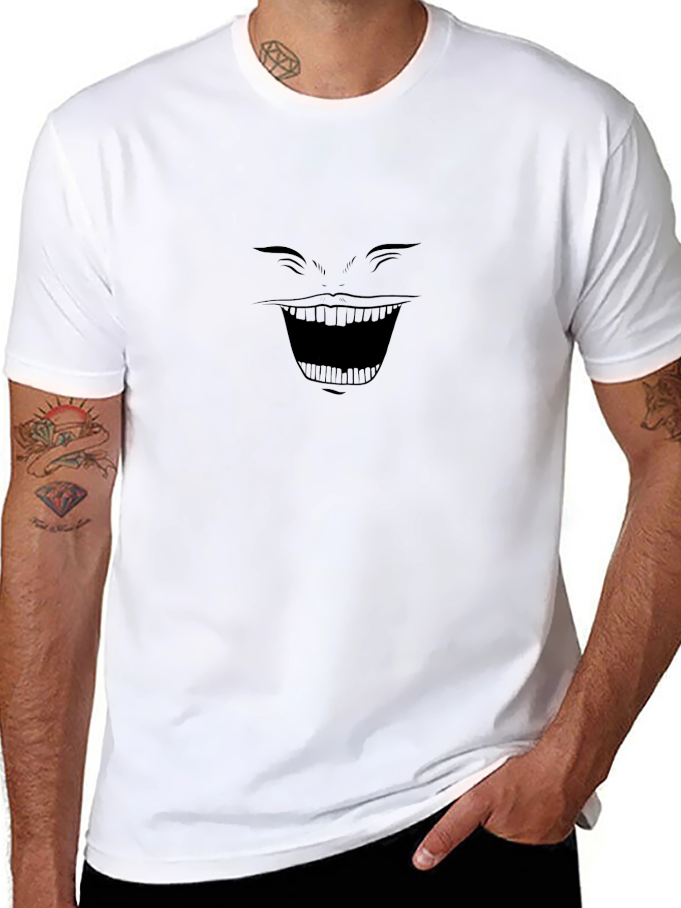 Creepy Smile Graphic Black T-Shirt