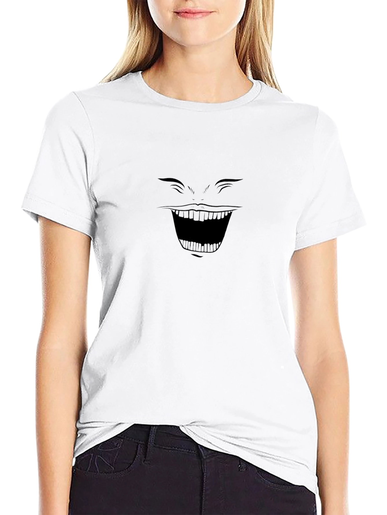Creepy Smile Graphic Black T-Shirt