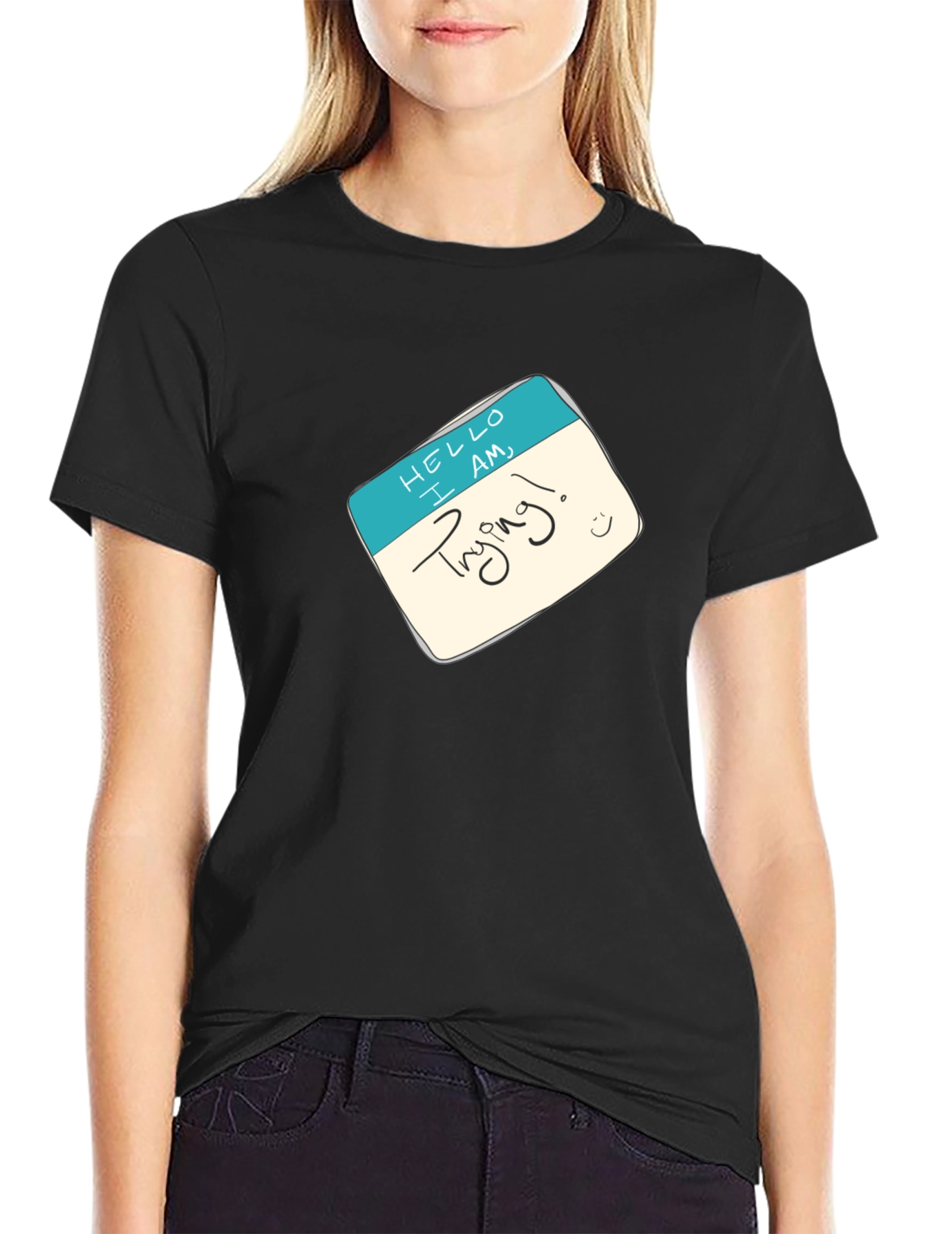 Trying! Graphic Tee - Black Unisex T-Shirt
