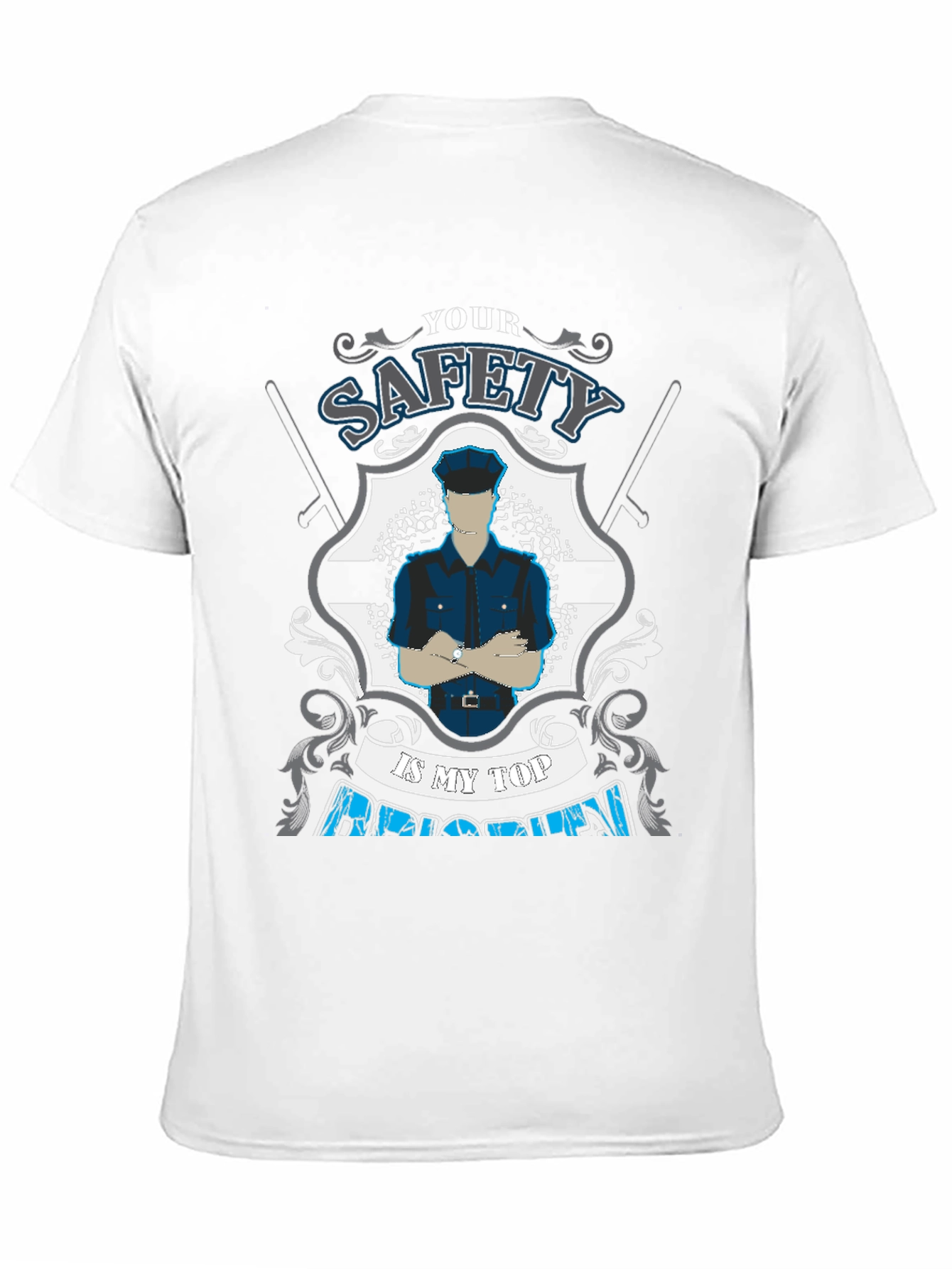 Safety First Police Graphic Tee - Black Cotton T-Shirt