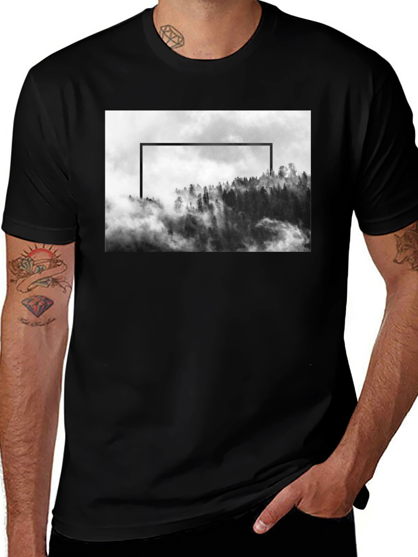 Mountain Framed Black T-Shirt