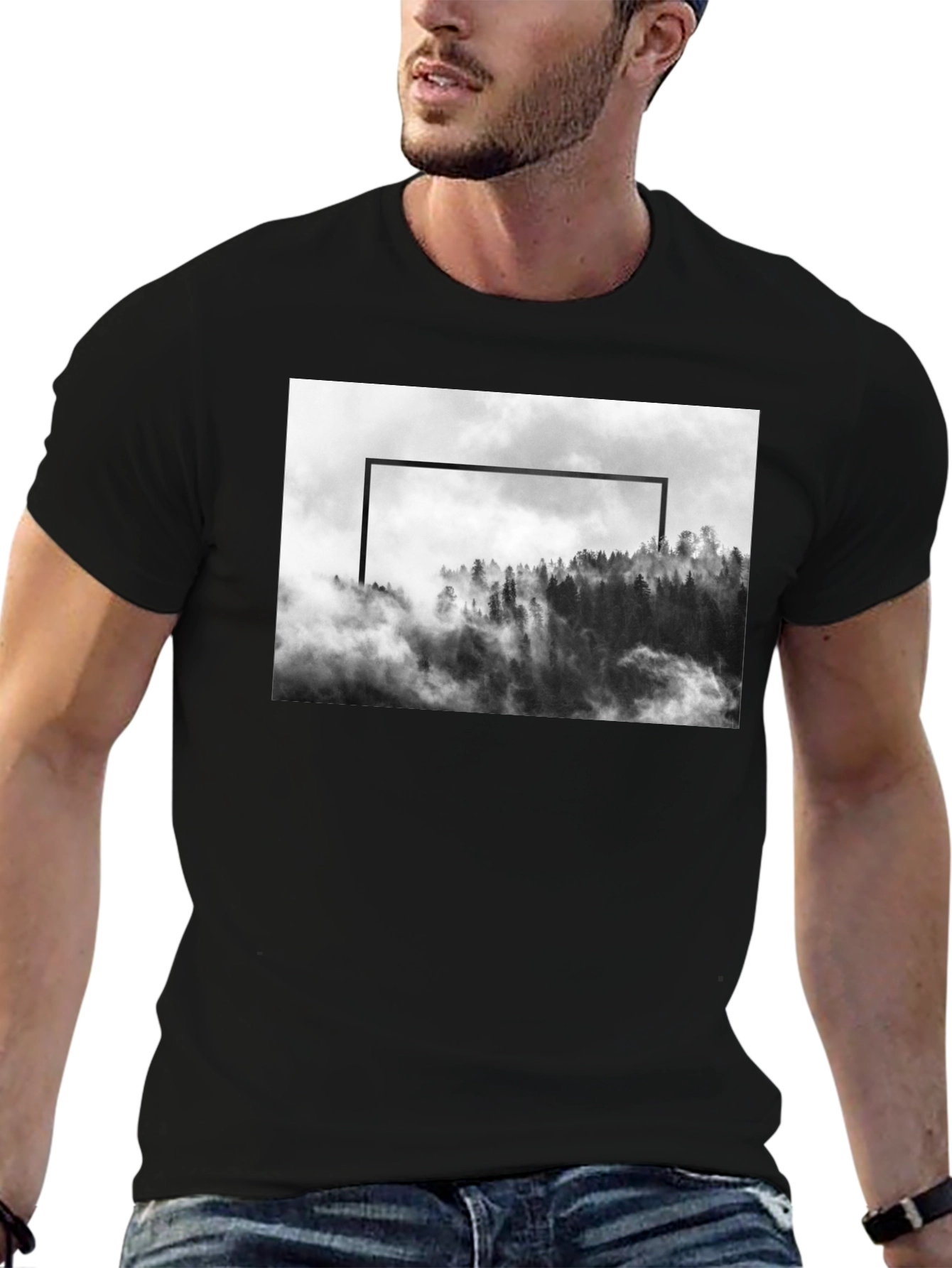 Mountain Framed Black T-Shirt