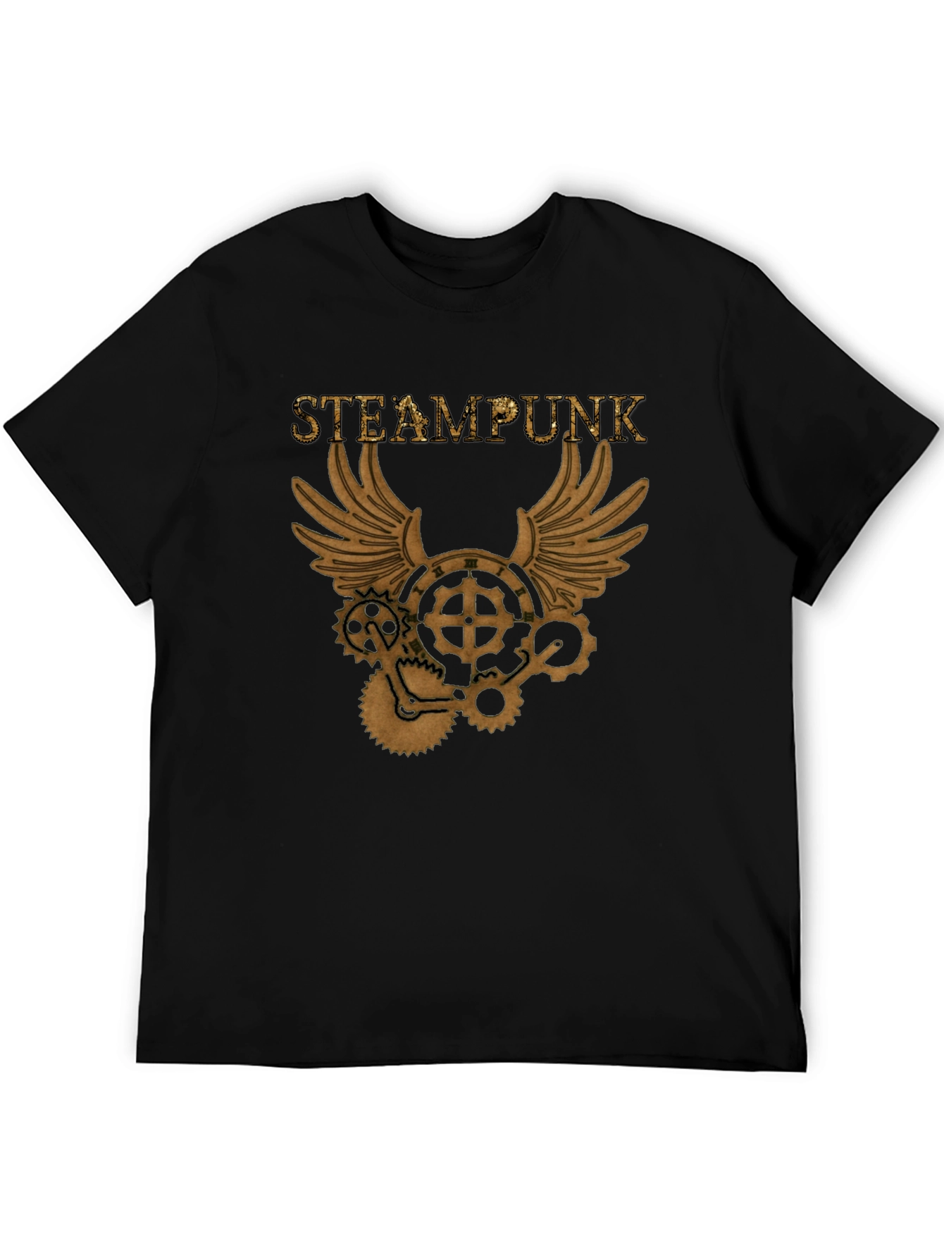 Steampunk Gear Wings Black T-Shirt
