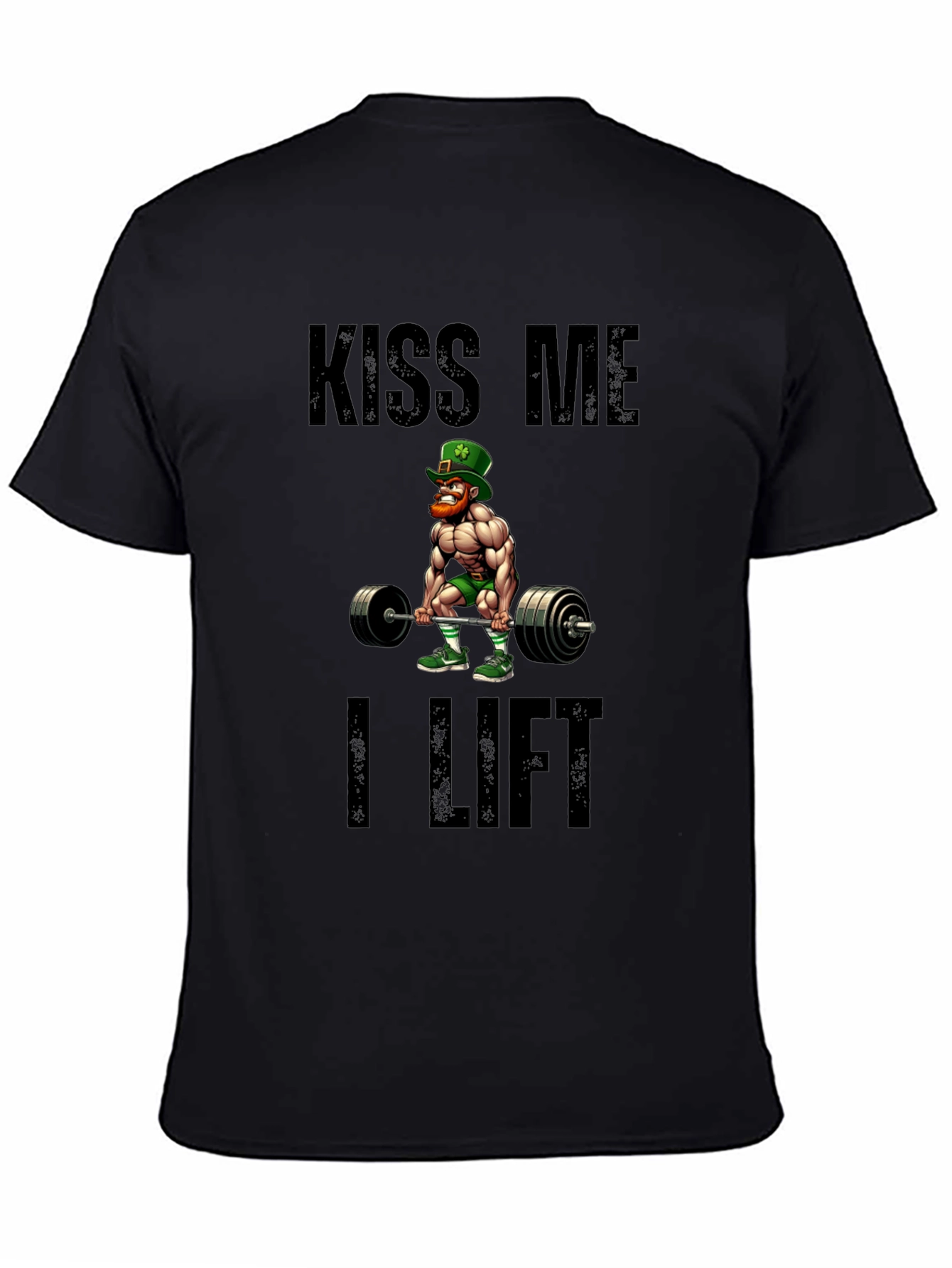 Kiss Me I Lift Black Graphic T-Shirt