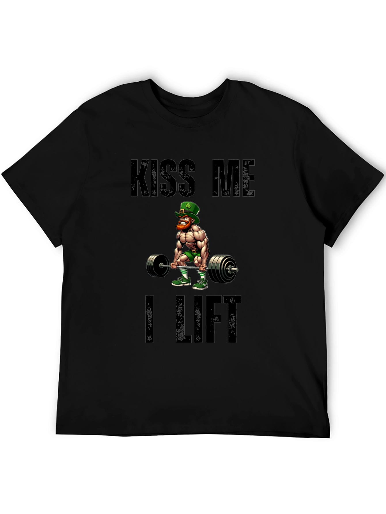 Kiss Me I Lift Black Graphic T-Shirt