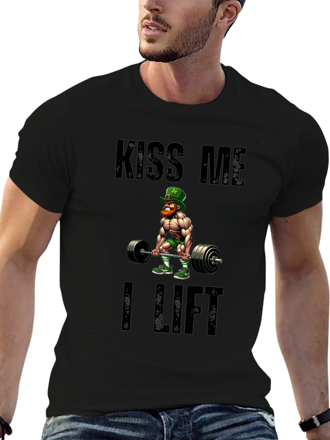 Kiss Me I Lift Black Graphic T-Shirt