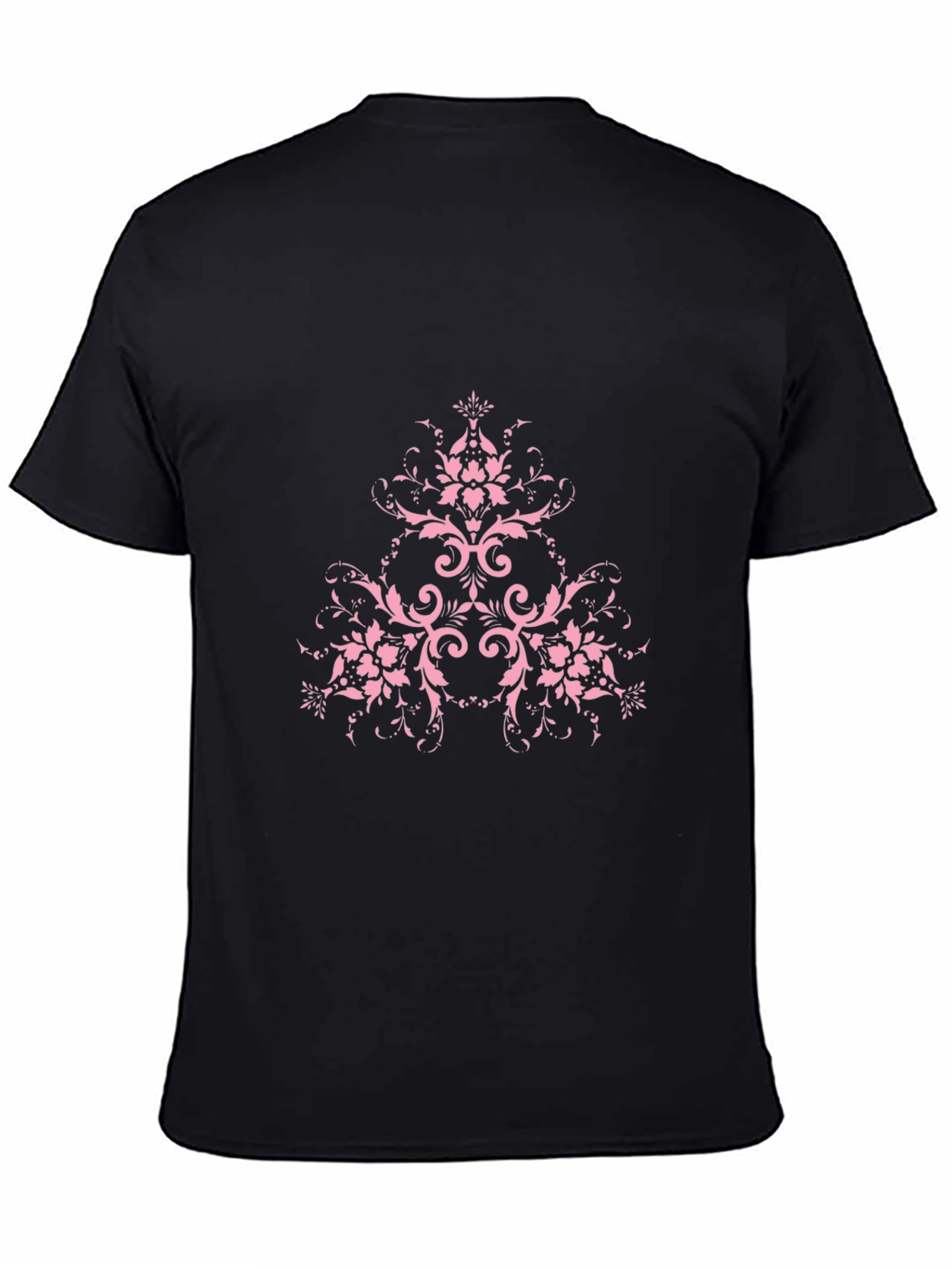 Black T-Shirt with Pink Floral Design