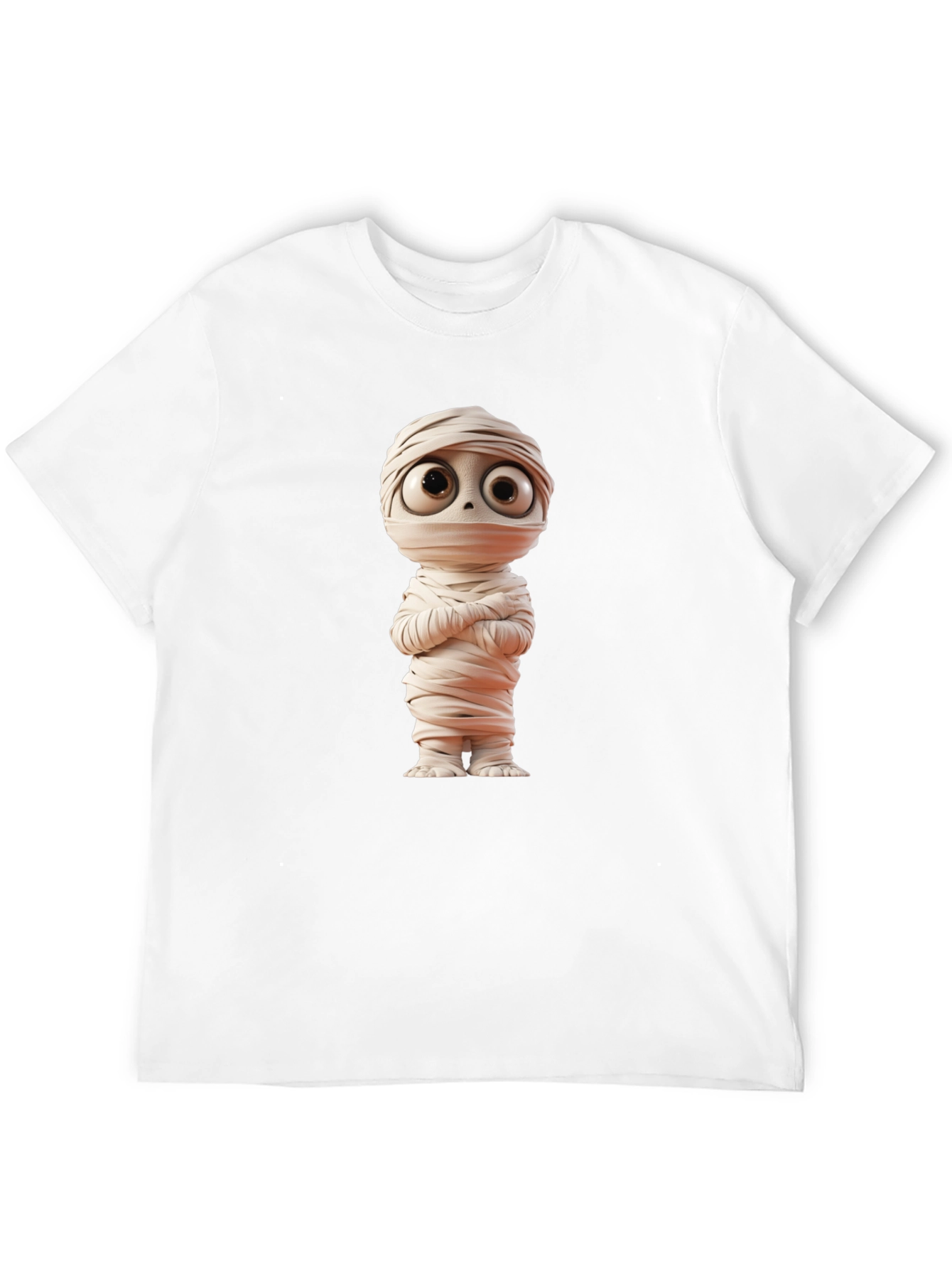 Cartoon Mummy Graphic Tee - Black Cotton Blend