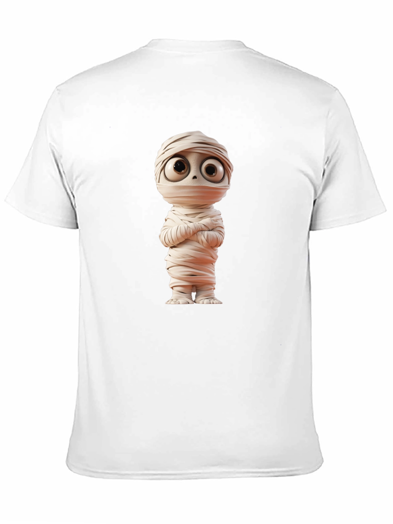 Cartoon Mummy Graphic Tee - Black Cotton Blend