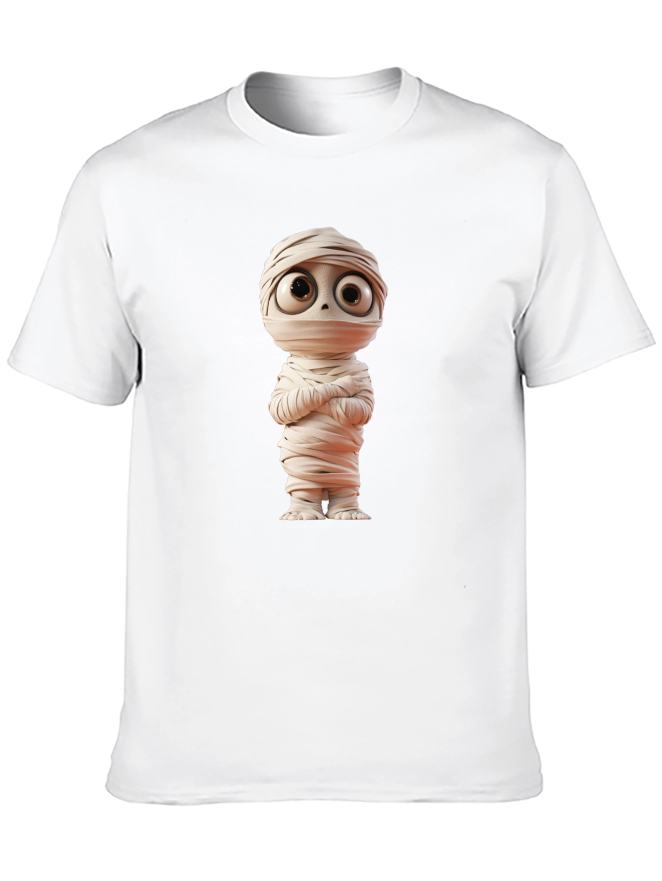 Cartoon Mummy Graphic Tee - Black Cotton Blend