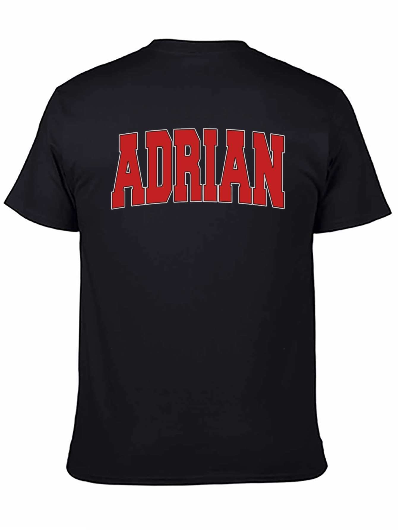 Adrian Black T-Shirt with Bold Red Font