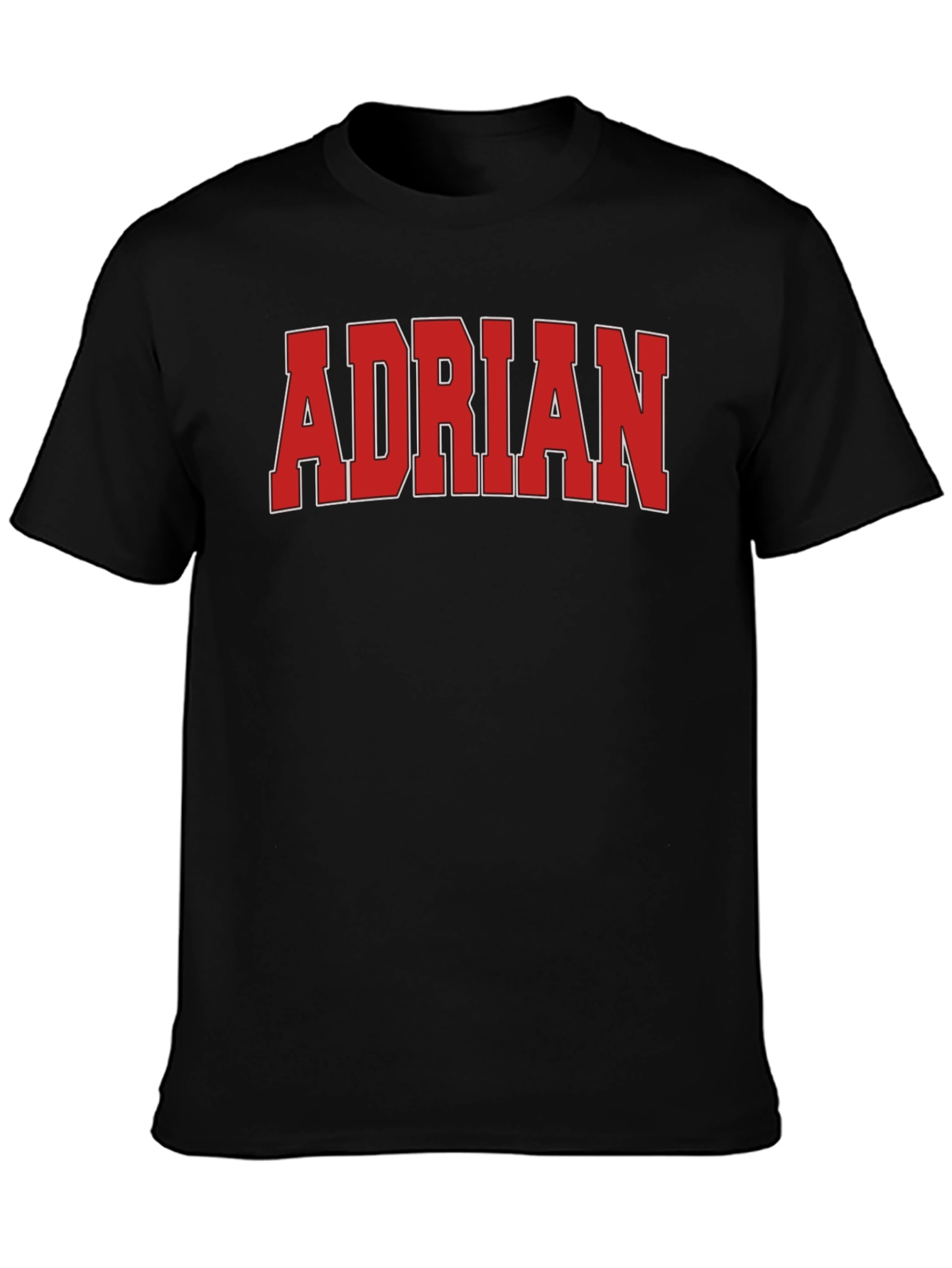 Adrian Black T-Shirt with Bold Red Font