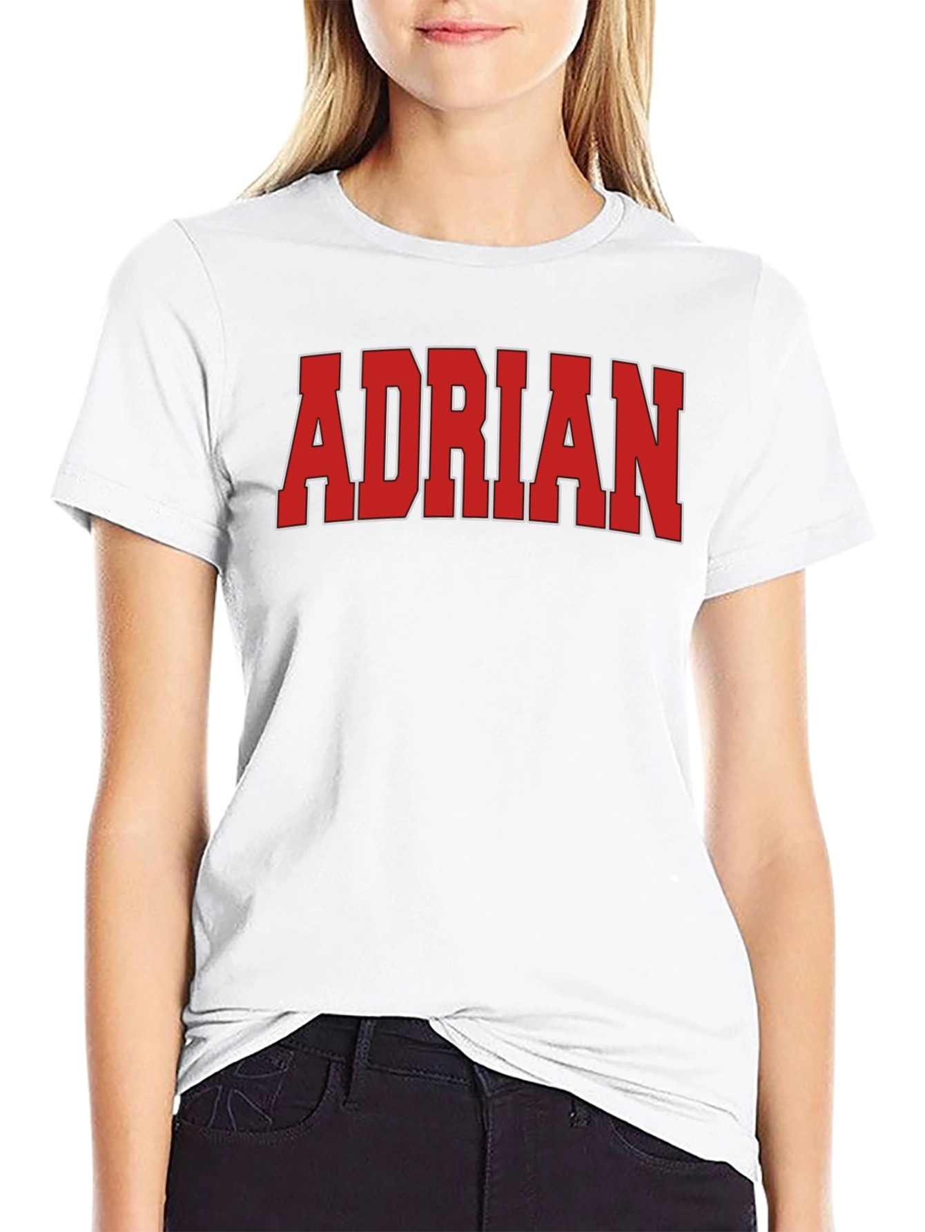 Adrian Black T-Shirt with Bold Red Font