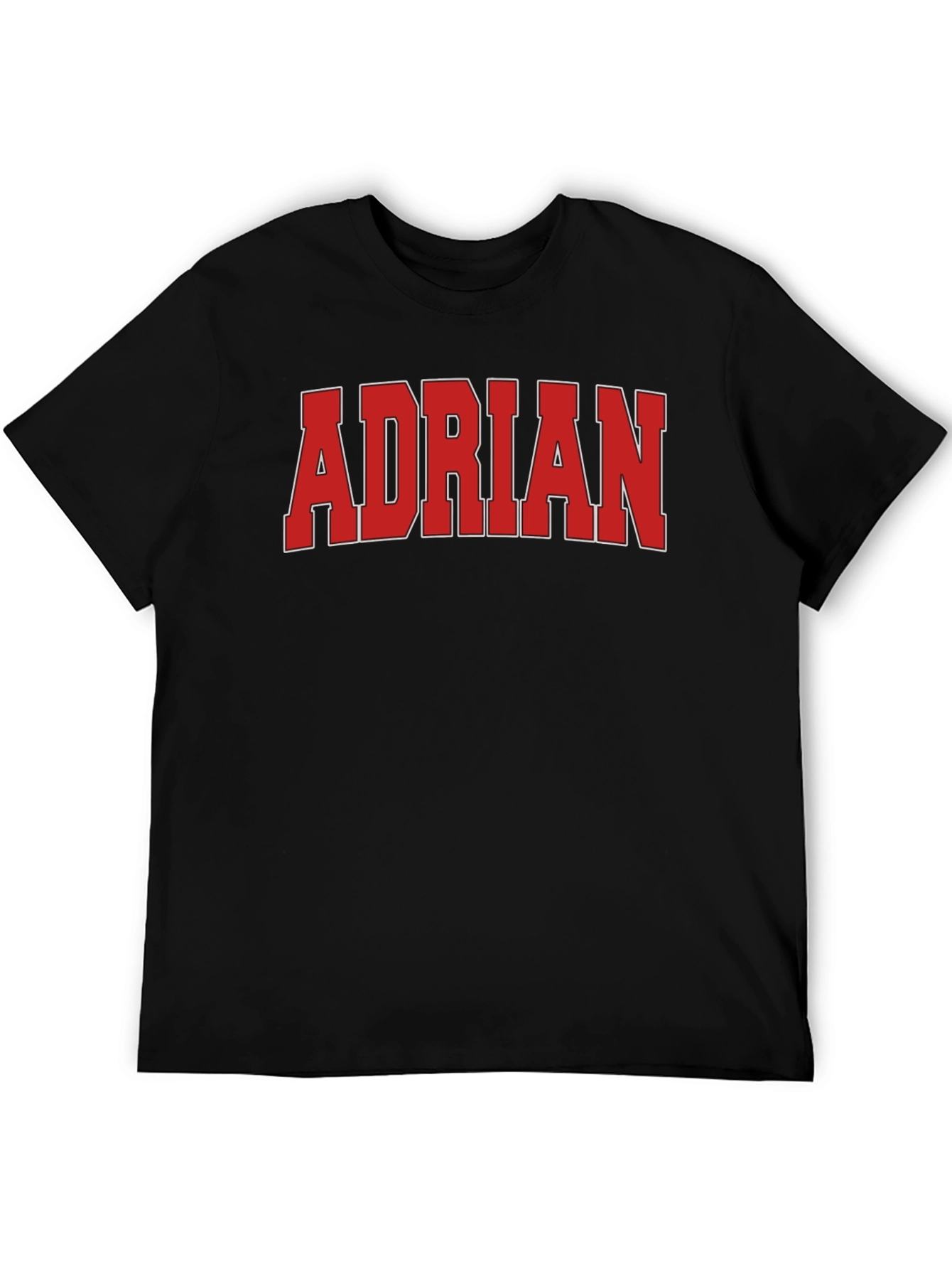 Adrian Black T-Shirt with Bold Red Font