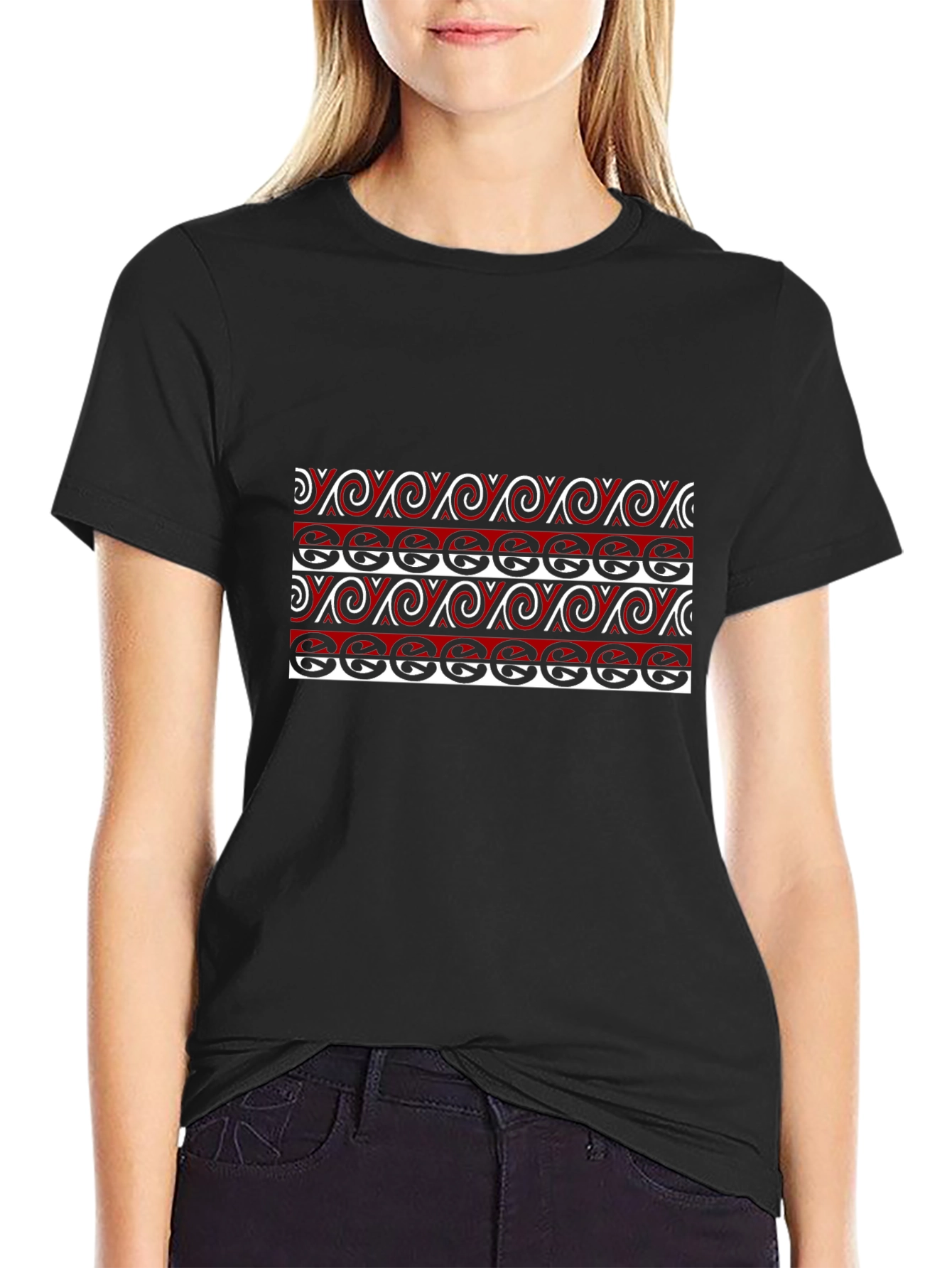 Tribal Pattern Black T-Shirt - Unique Design