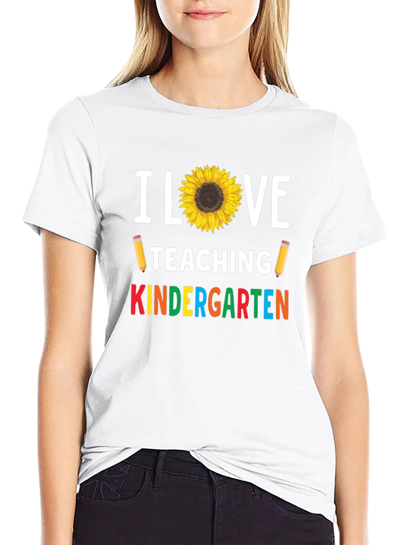 I Love Teaching Kindergarten Sunflower T-Shirt