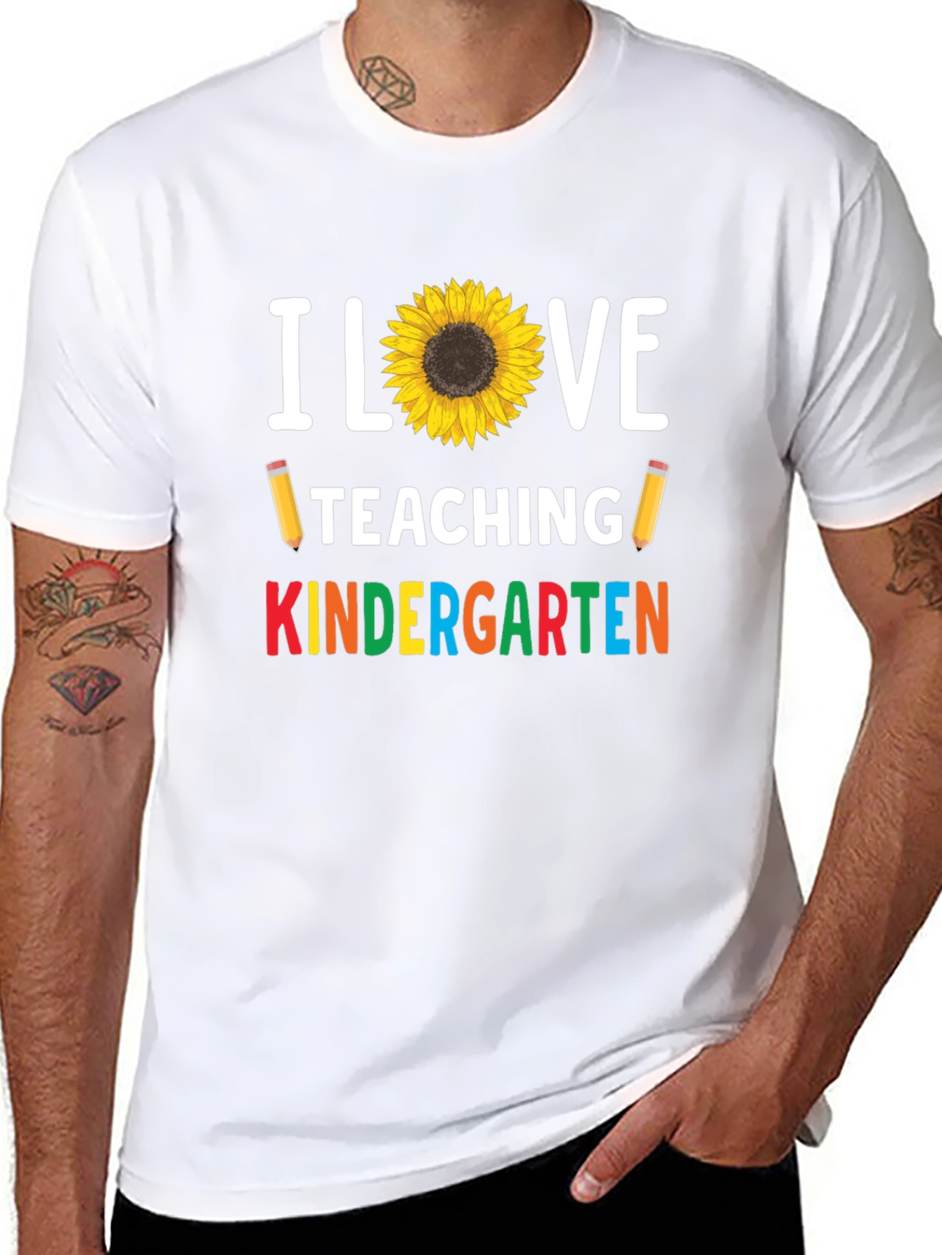 I Love Teaching Kindergarten Sunflower T-Shirt