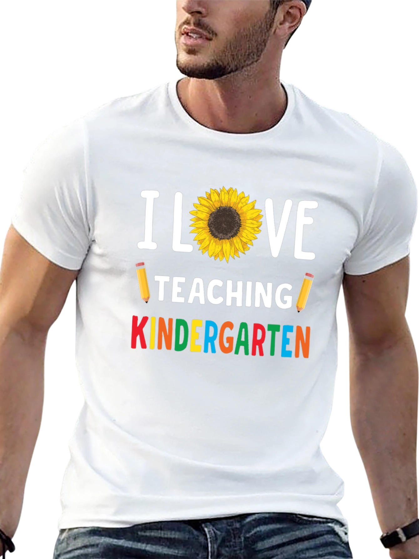 I Love Teaching Kindergarten Sunflower T-Shirt