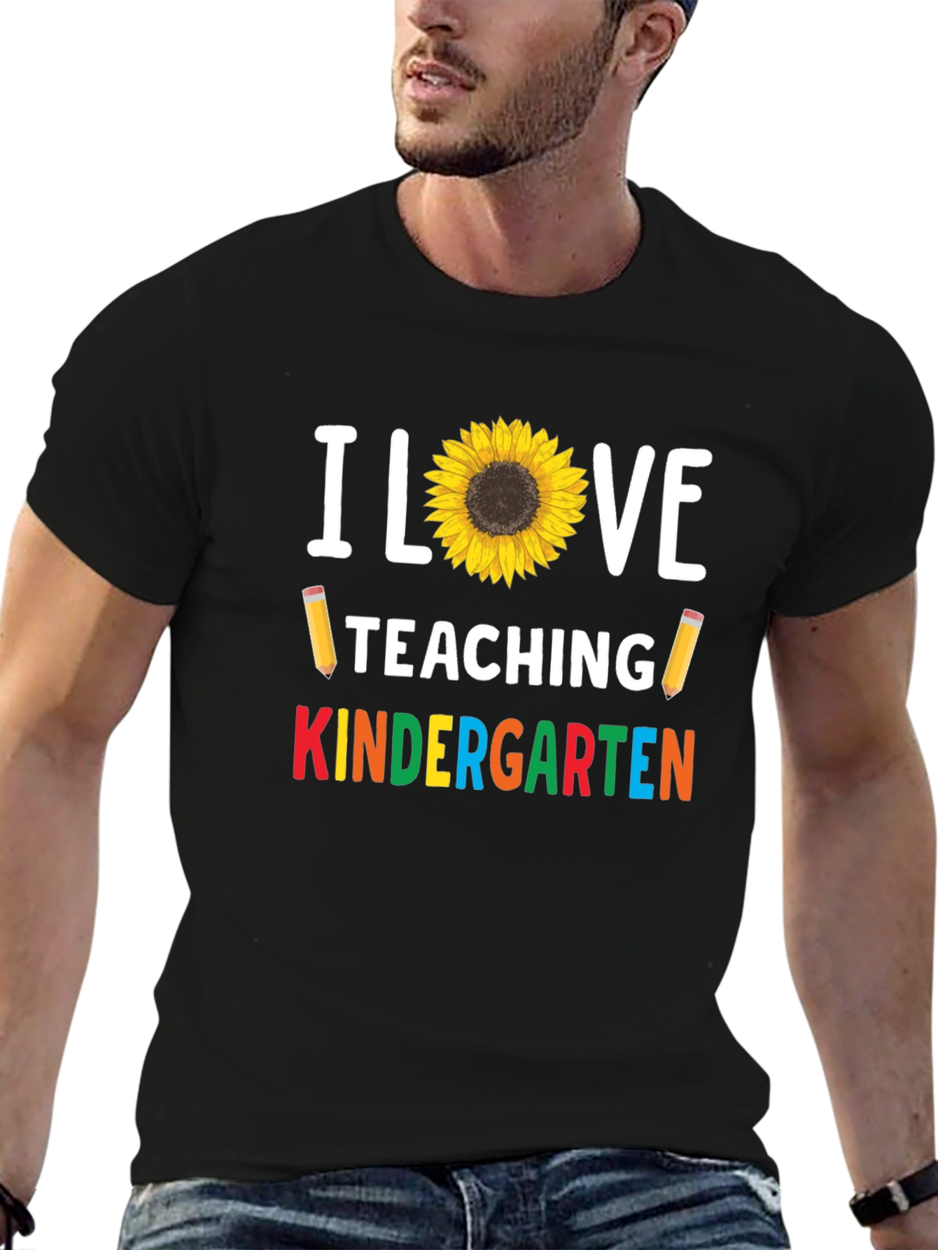 I Love Teaching Kindergarten Sunflower T-Shirt