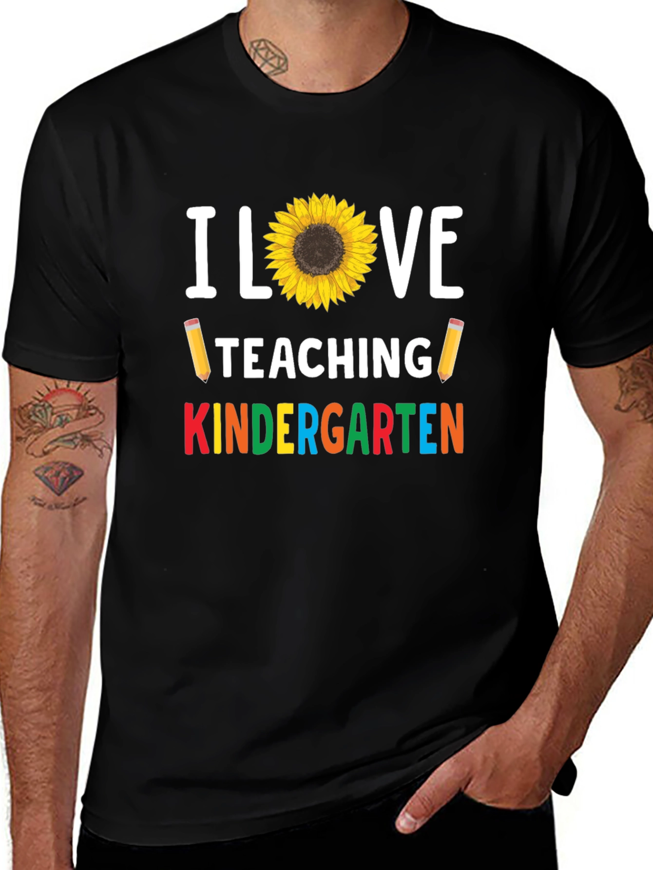 I Love Teaching Kindergarten Sunflower T-Shirt