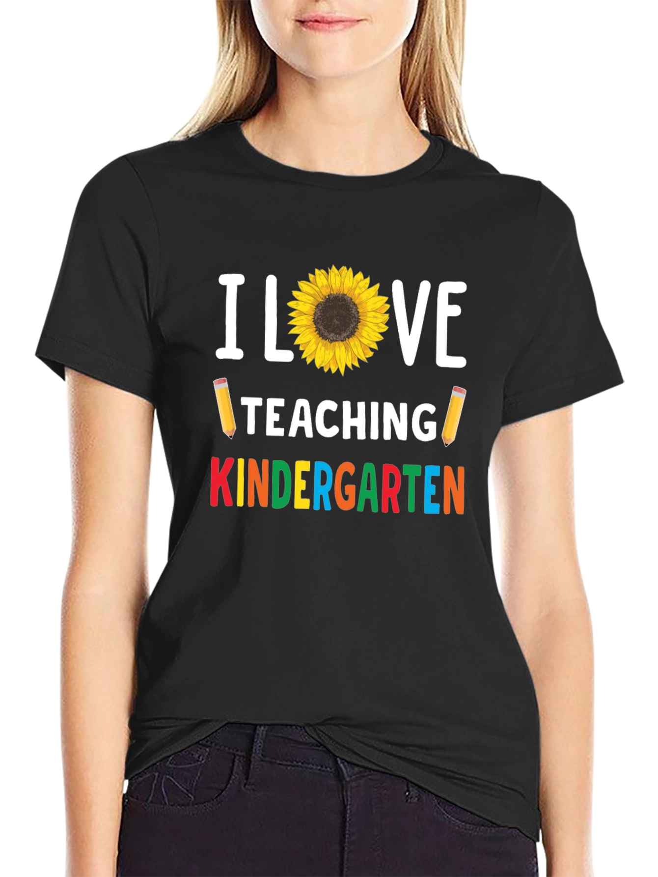 I Love Teaching Kindergarten Sunflower T-Shirt