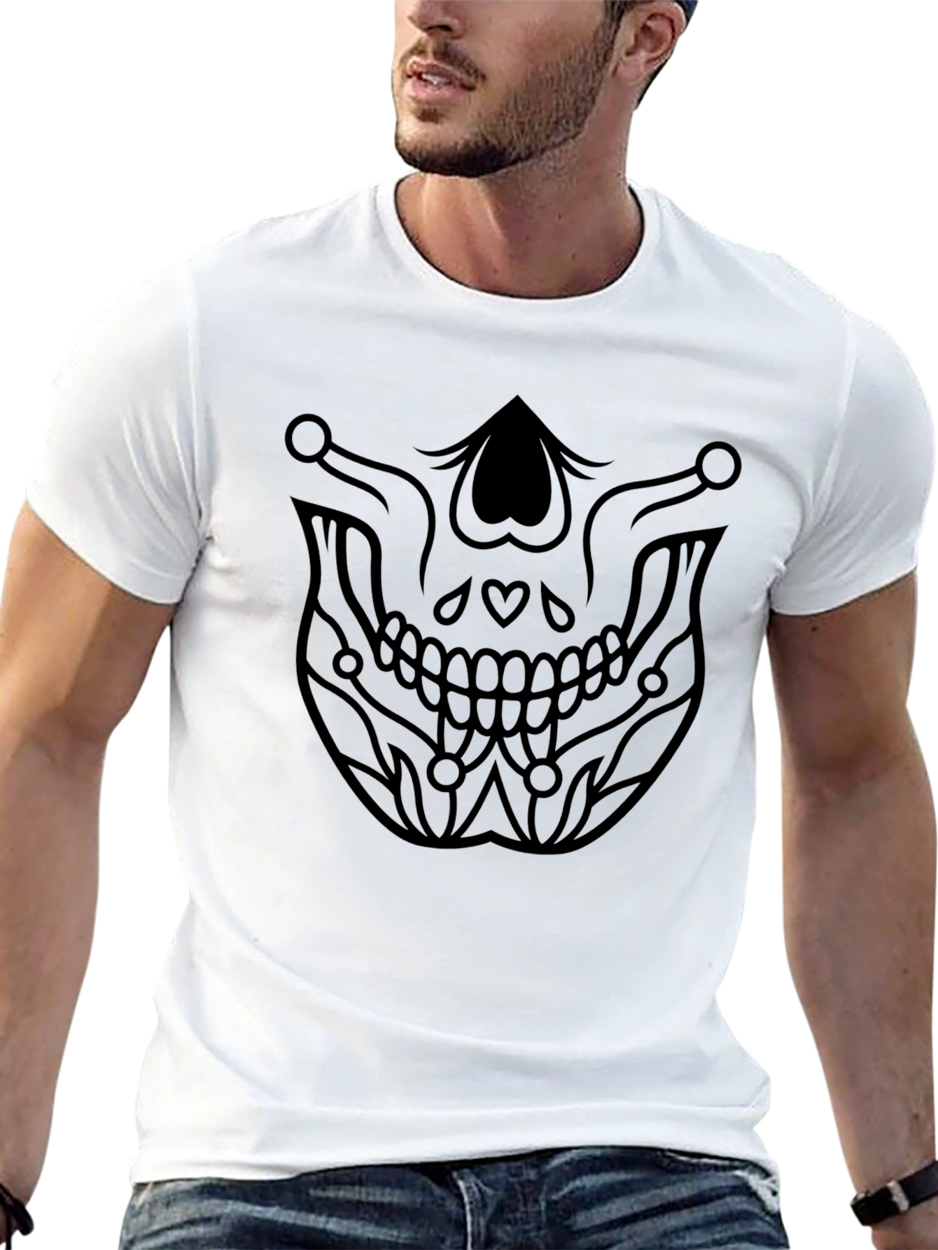 Skull Mask Graphic Tee - Stylish Halloween Shirt