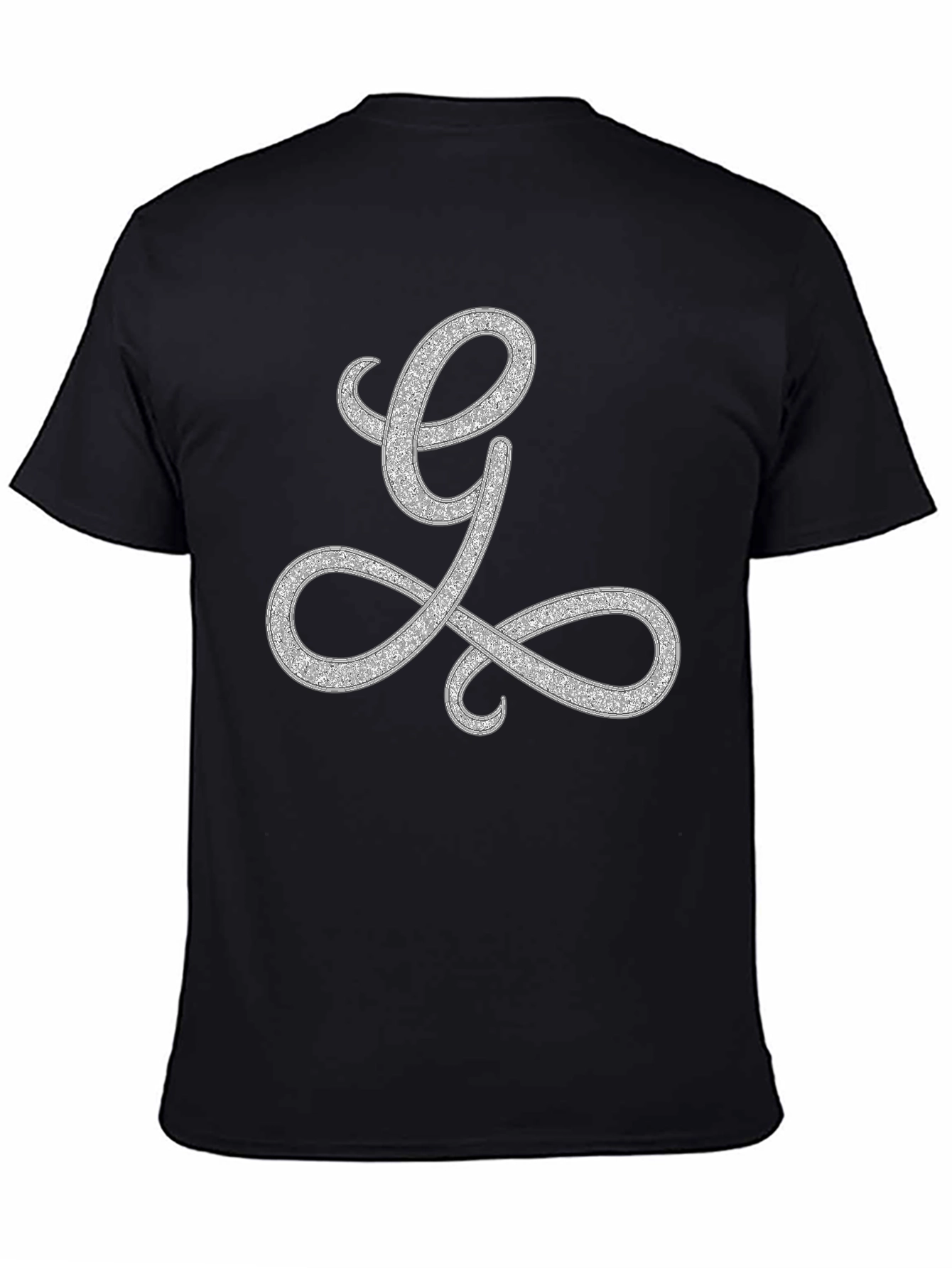 Elegant Letter L Graphic Tee - Black Cotton Blend