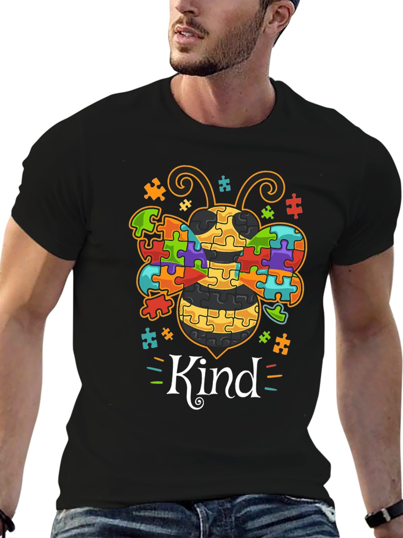 Kind Bee Autism Awareness Puzzle Piece T-Shirt