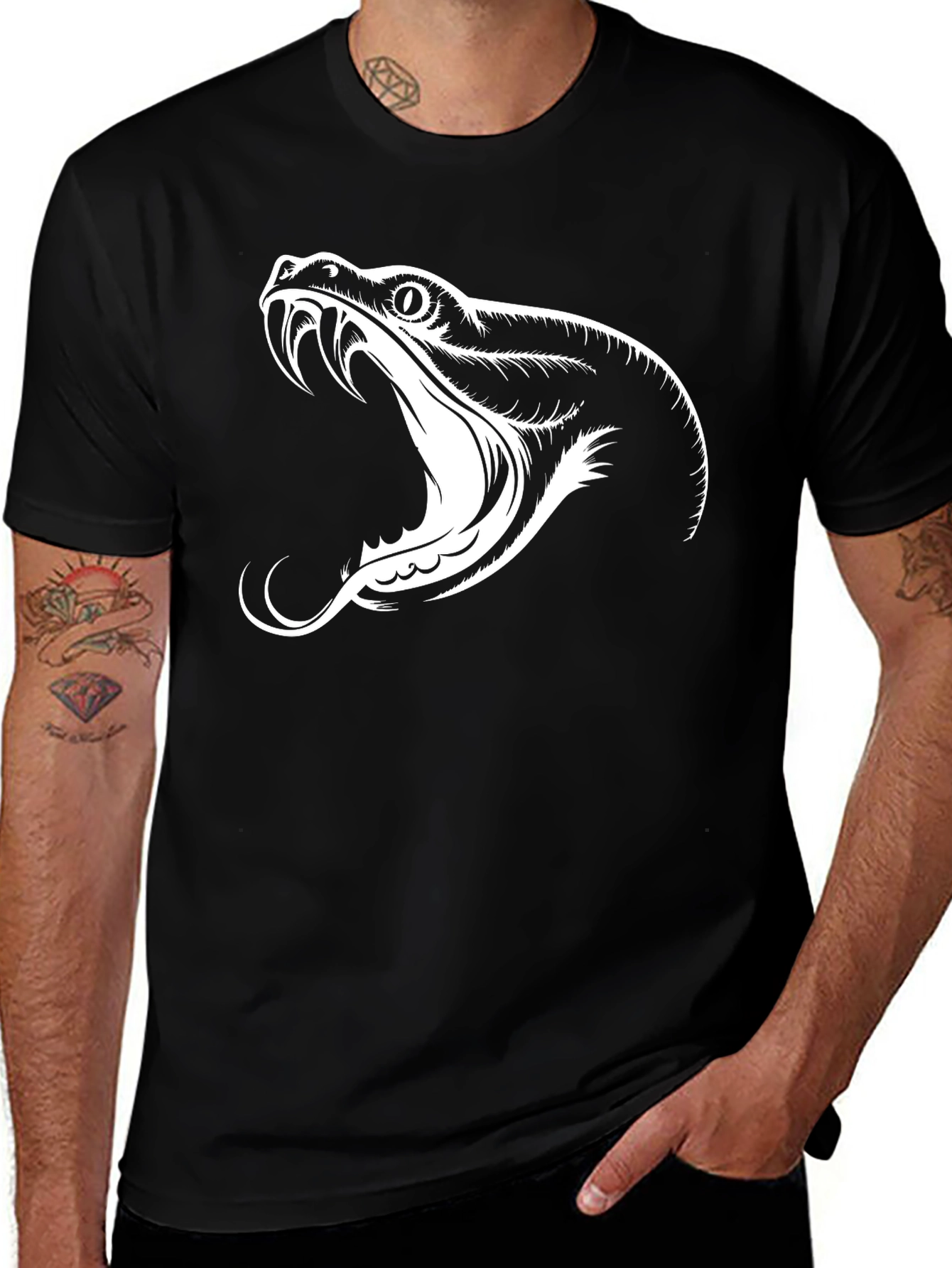 Black Snake Graphic Tee - Mens Stylish T-Shirt