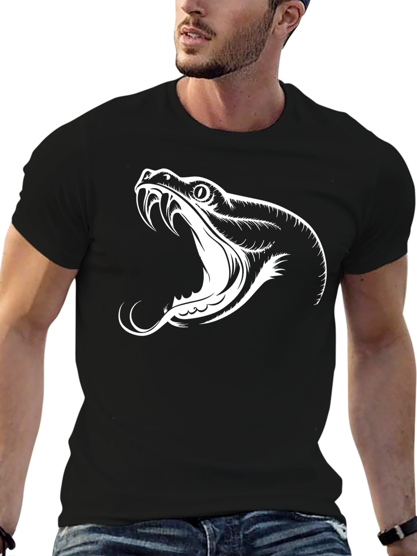 Black Snake Graphic Tee - Mens Stylish T-Shirt