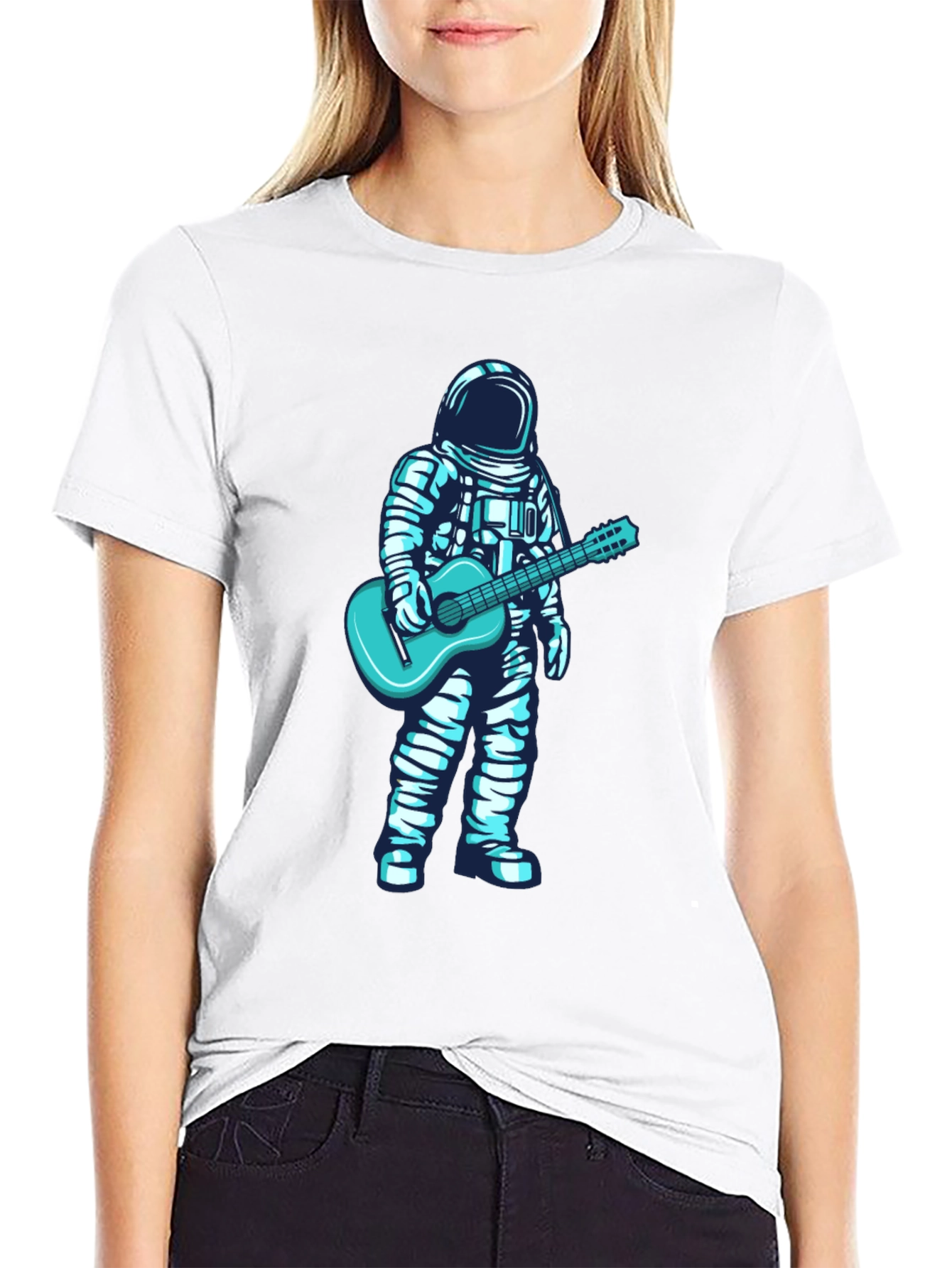 Astronaut Guitar Graphic Tee - Black