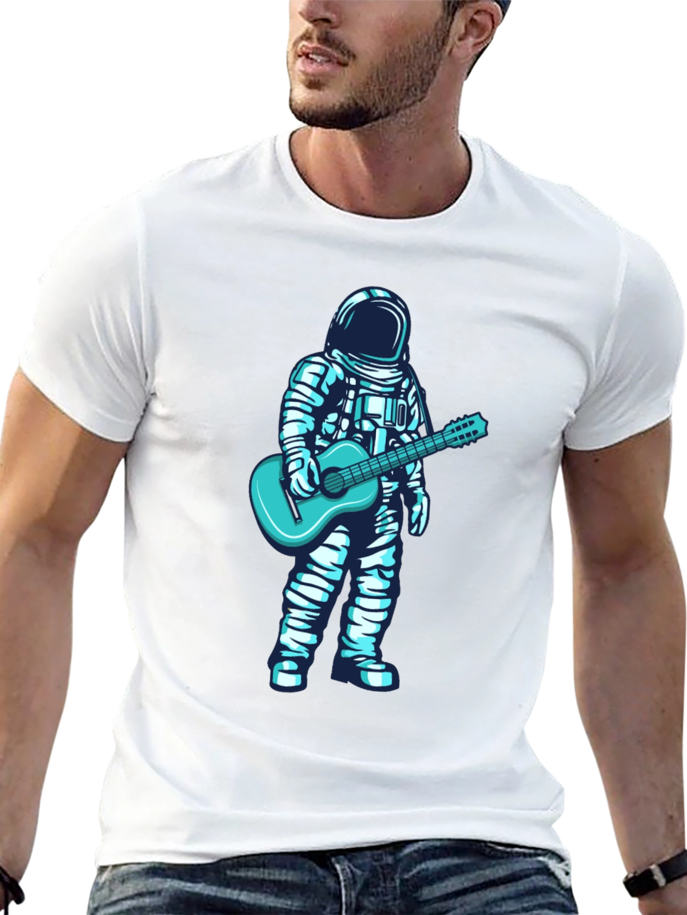 Astronaut Guitar Graphic Tee - Black