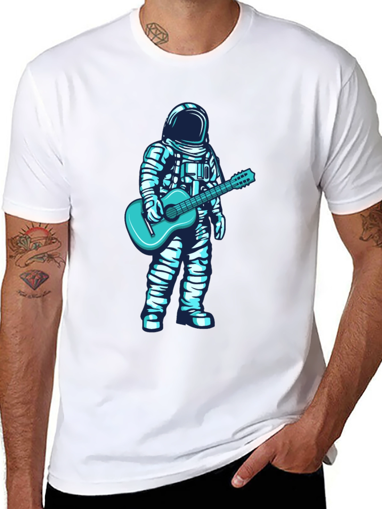 Astronaut Guitar Graphic Tee - Black