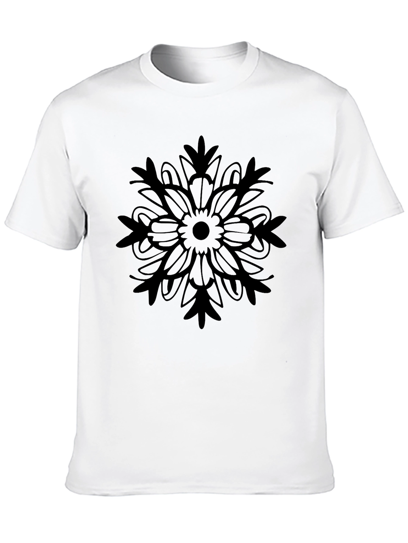 Black Tee with Floral Mandala Design