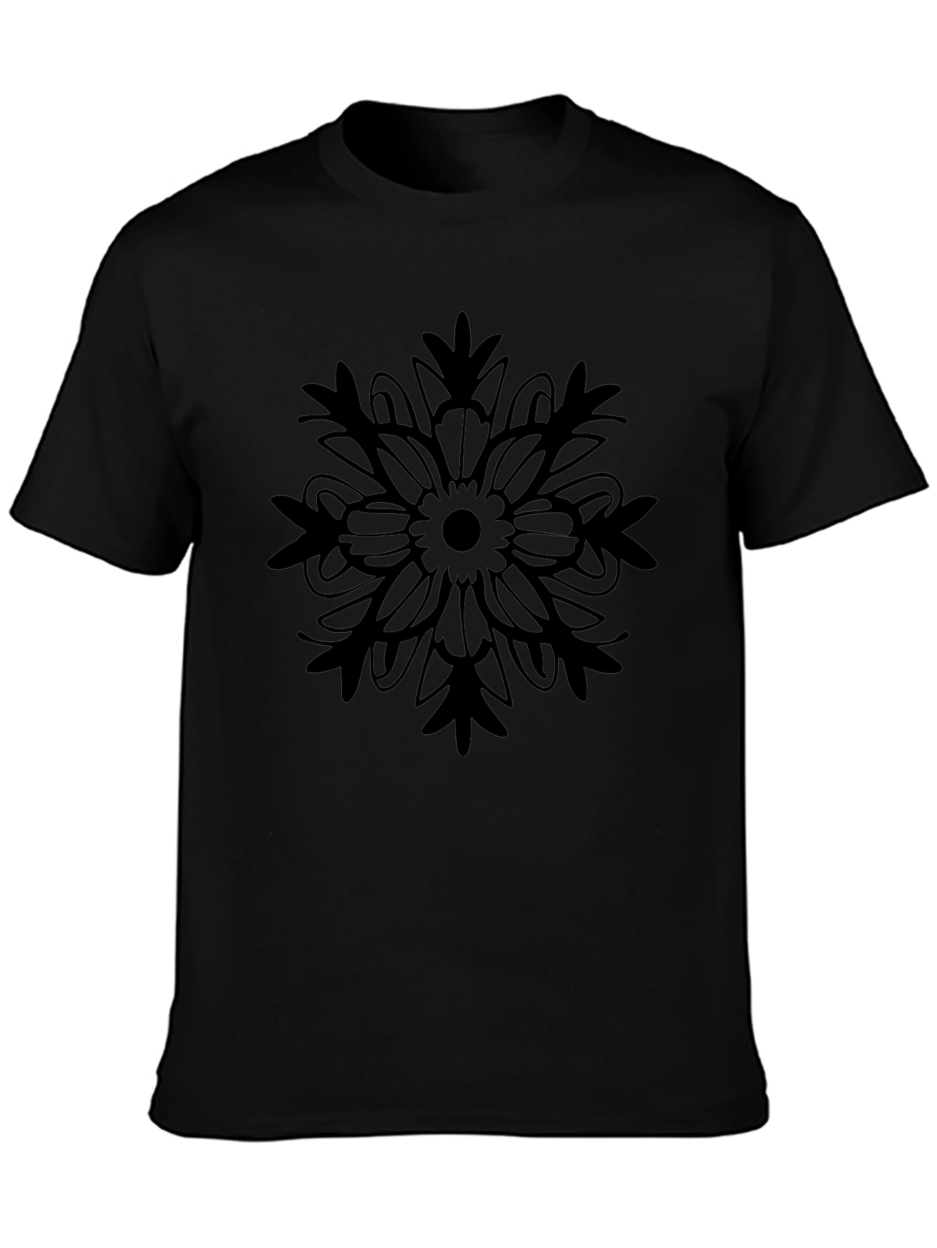 Black Tee with Floral Mandala Design