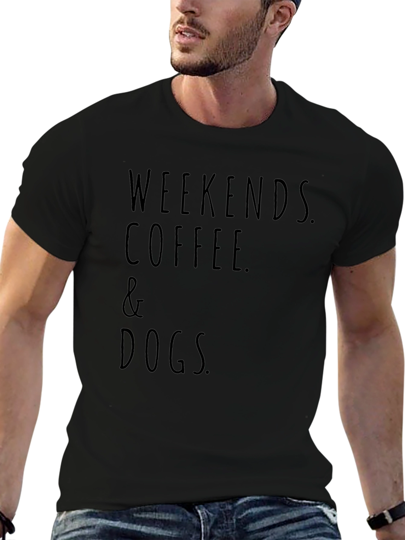 Weekends Coffee and Dogs Black T-Shirt