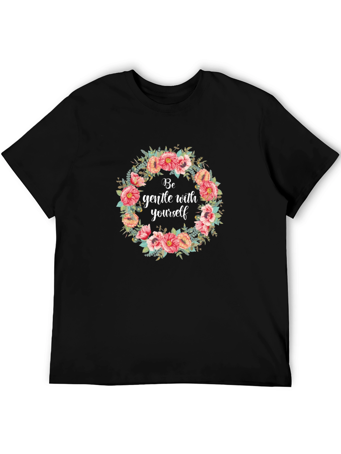 Floral Be Gentle Black T-Shirt