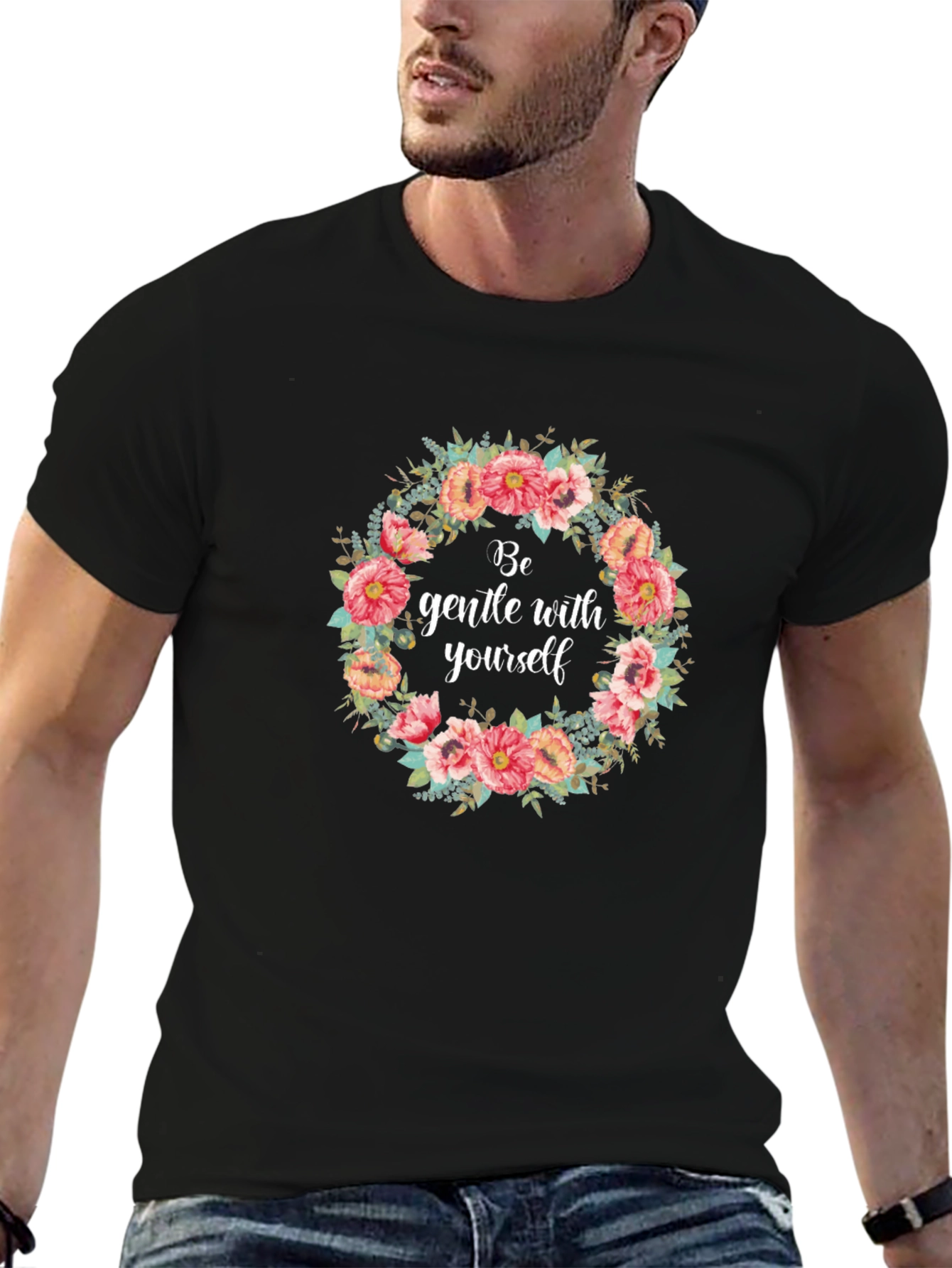 Floral Be Gentle Black T-Shirt