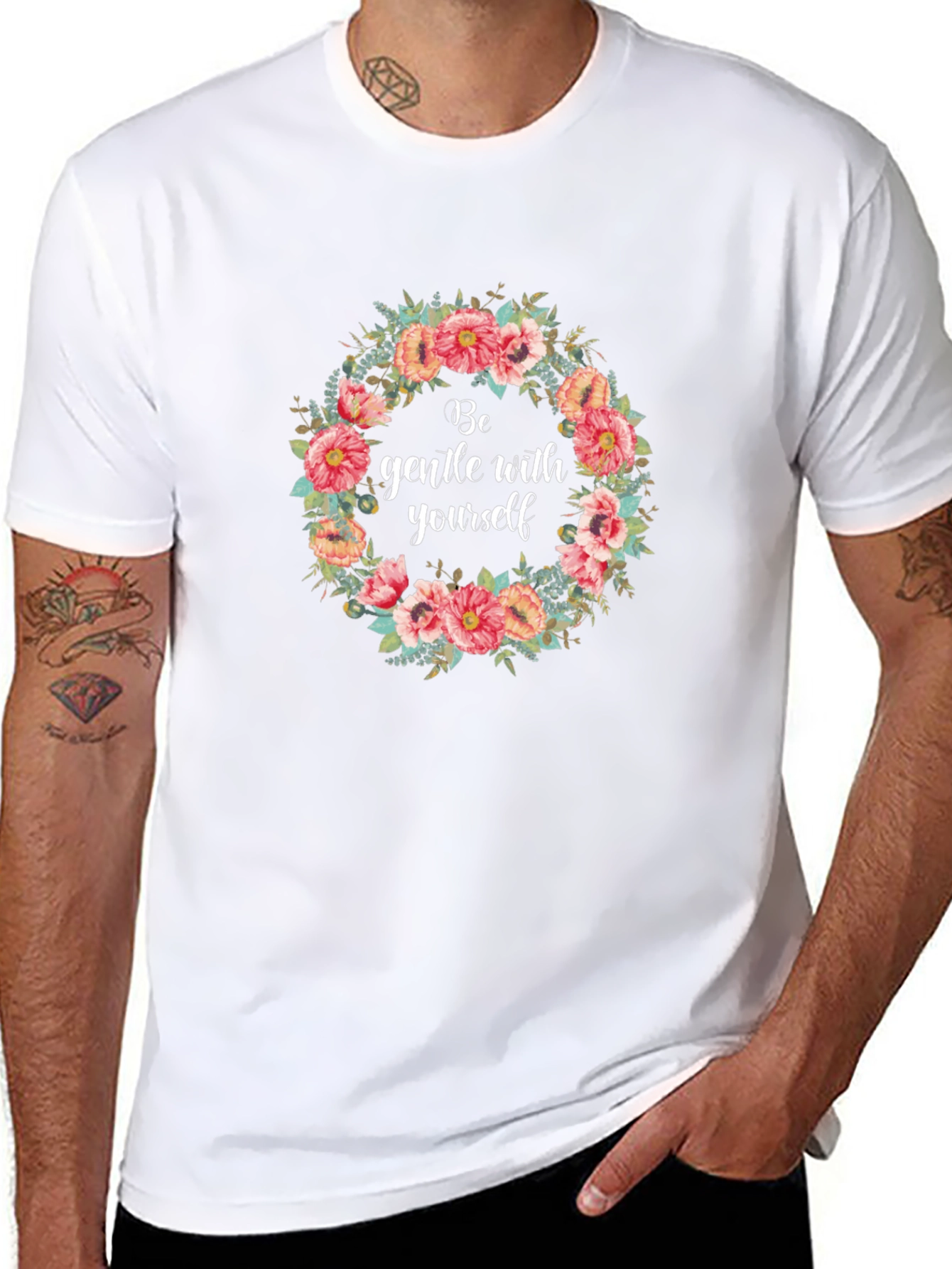 Floral Be Gentle Black T-Shirt