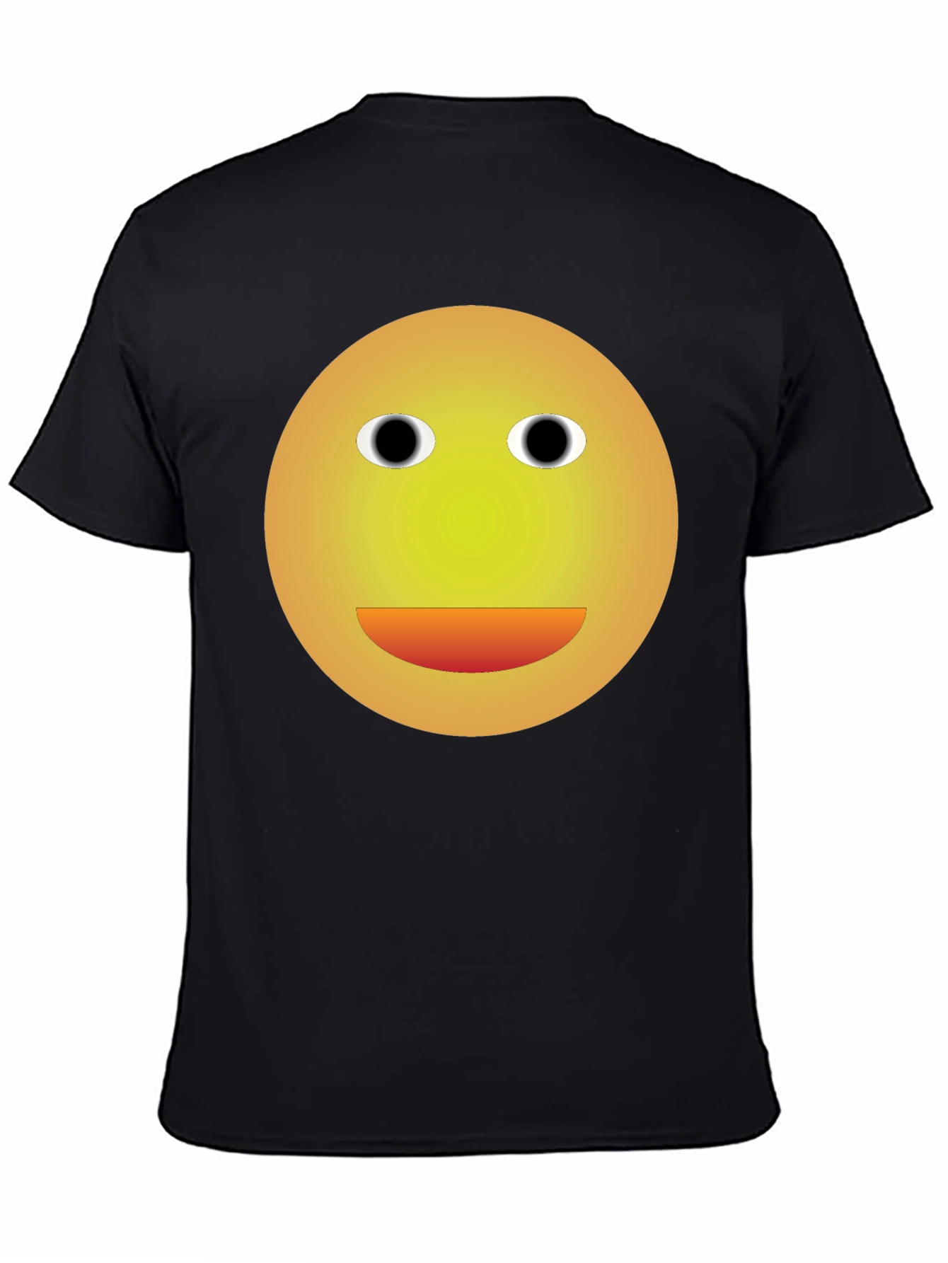Smiley Face Graphic Tee - Black Cotton Blend T-Shirt
