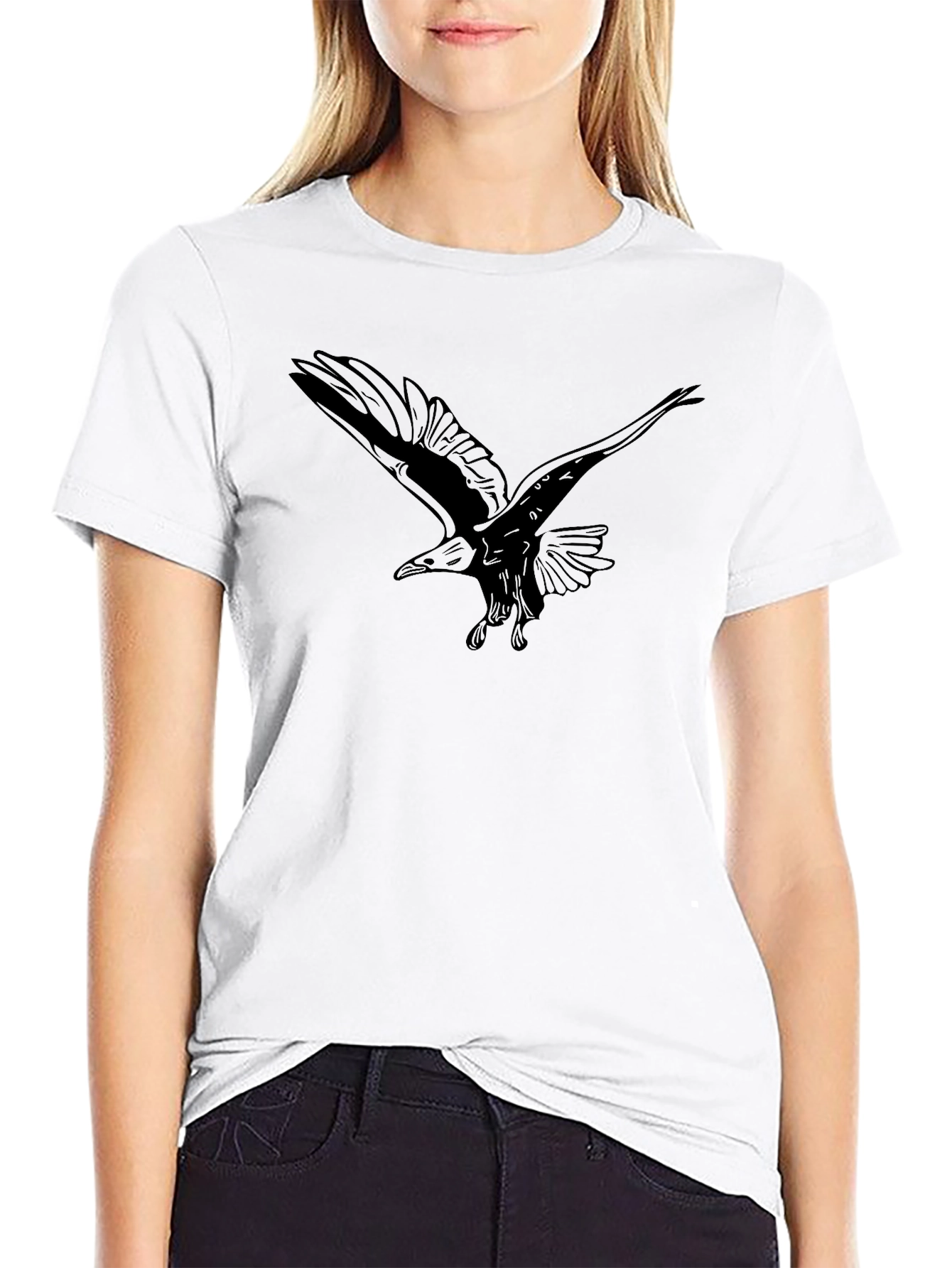 Eagle Graphic Print T-Shirt - Black