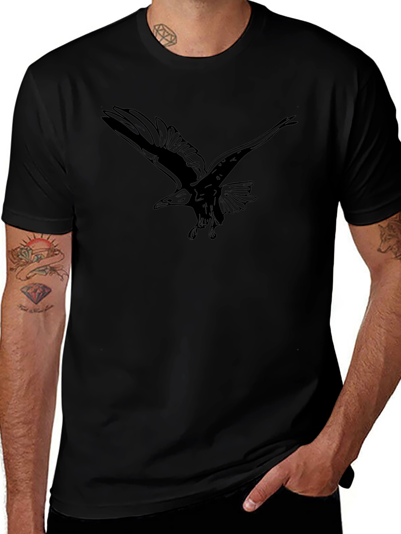 Eagle Graphic Print T-Shirt - Black