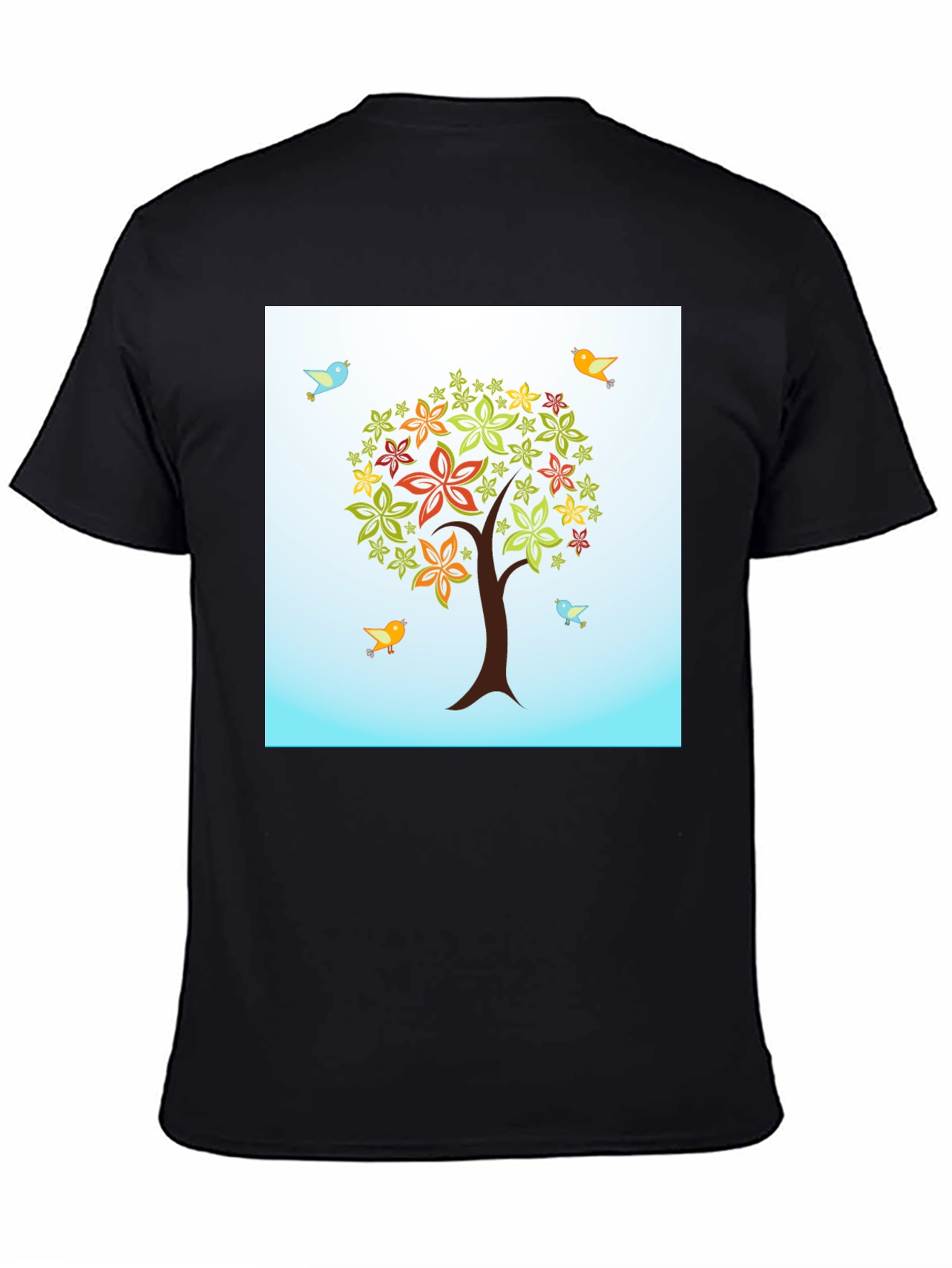 Nature Tree Bird Graphic Tee - Mens Black T-Shirt
