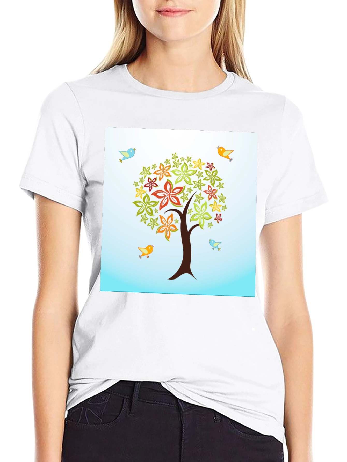 Nature Tree Bird Graphic Tee - Mens Black T-Shirt